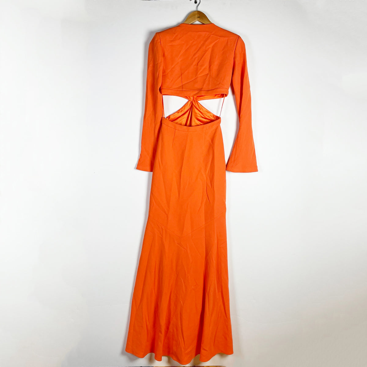 A.L.C. Issa Cut Out Long Sleeve V Neck Long Maxi Dress Orange 0