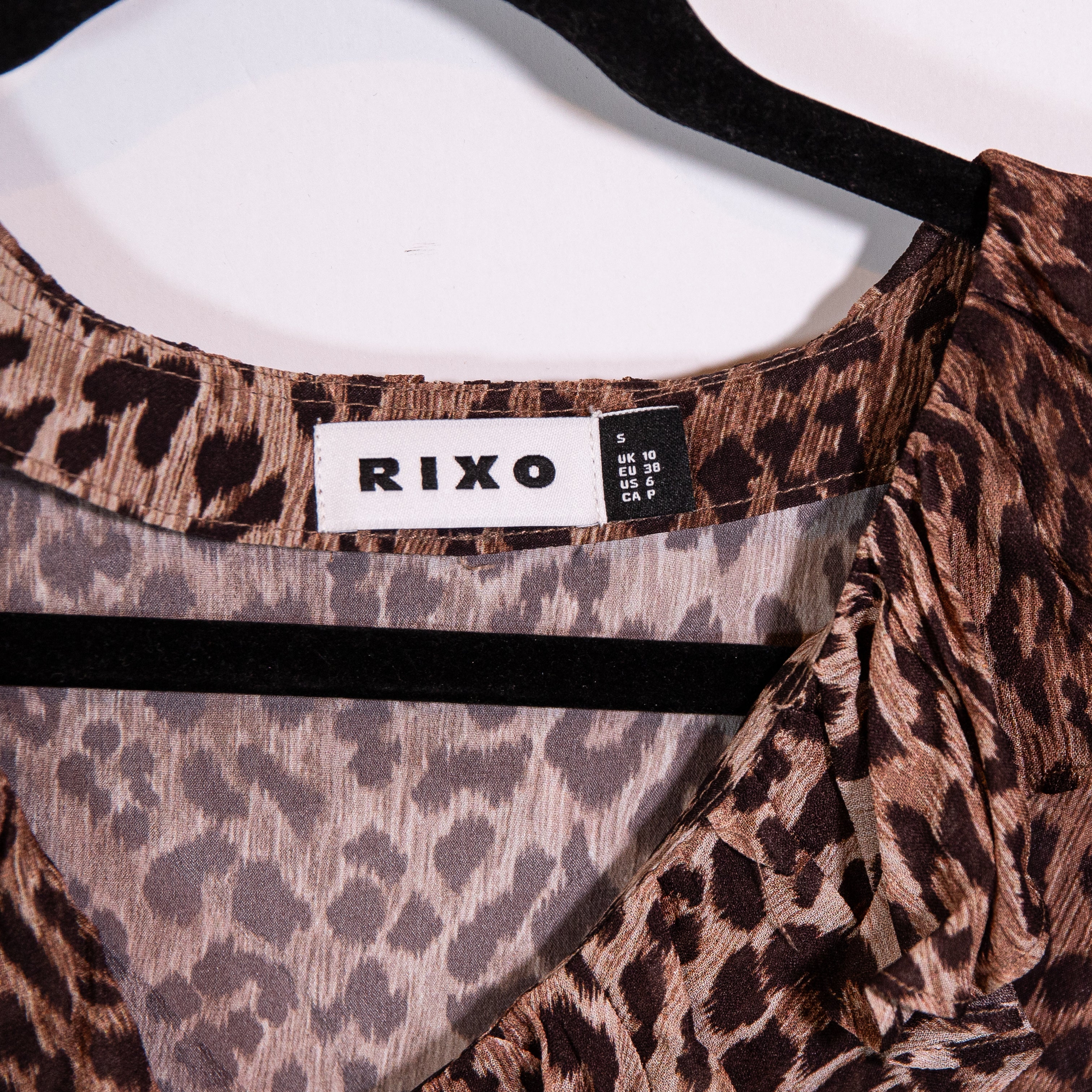 Rixo Aaliyah Ruffled Leopard Cheetah Animal Print Pattern Silk Chiffon Blouse S