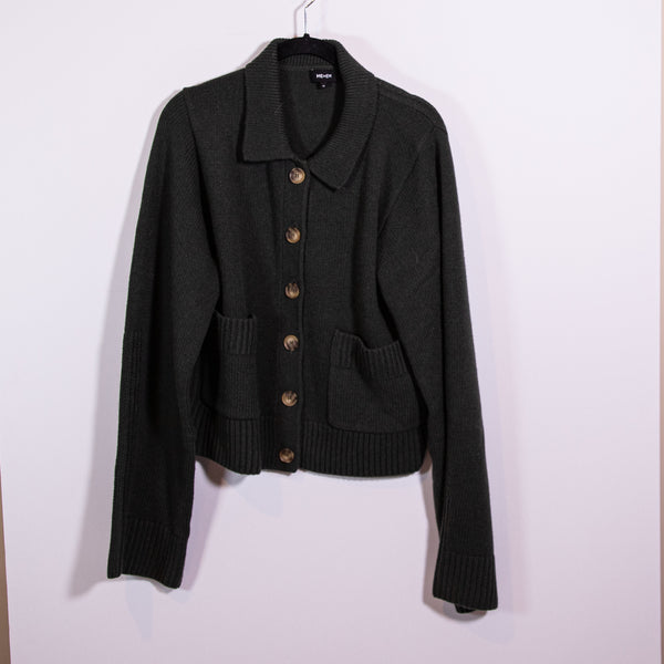 Me And Em Collared Wool Cashmere Knit Button Front Collared Cardigan Sweater M