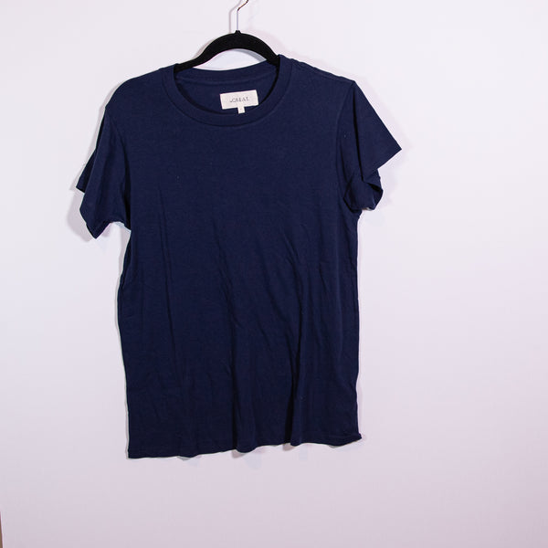 The Great. Women's The Slim Cotton Crew Neck Short Sleeve Tee Shirt True Navy M