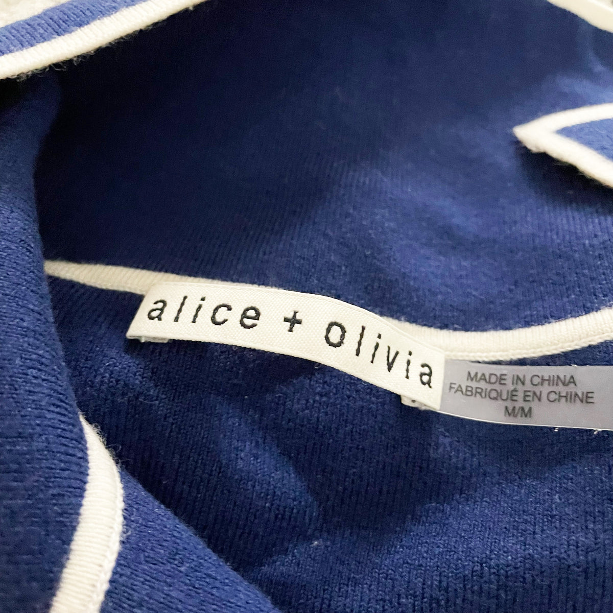 Alice And Olivia Marlena Wool Blend Knit Stretch Pearl Button Polo Sweater Blue