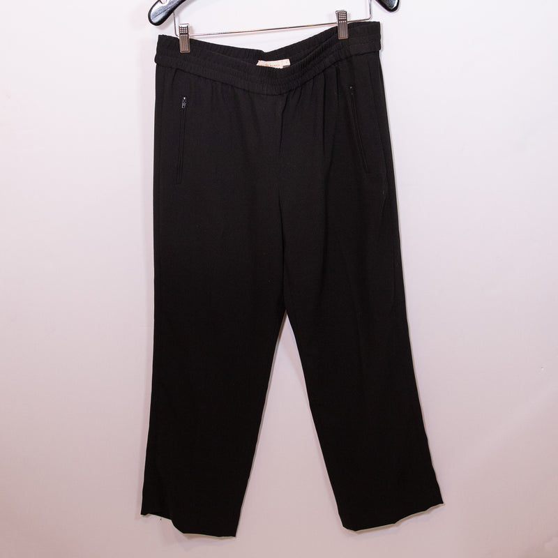 Tory Burch Addison Crepe Pull On Stretch Waist Cropped Ankle Pants Black 8