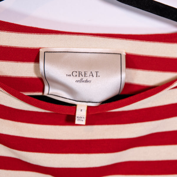 The Great Collectors The Sailor Boatneck Cotton Long Sleeve Maple Stripe Sweater