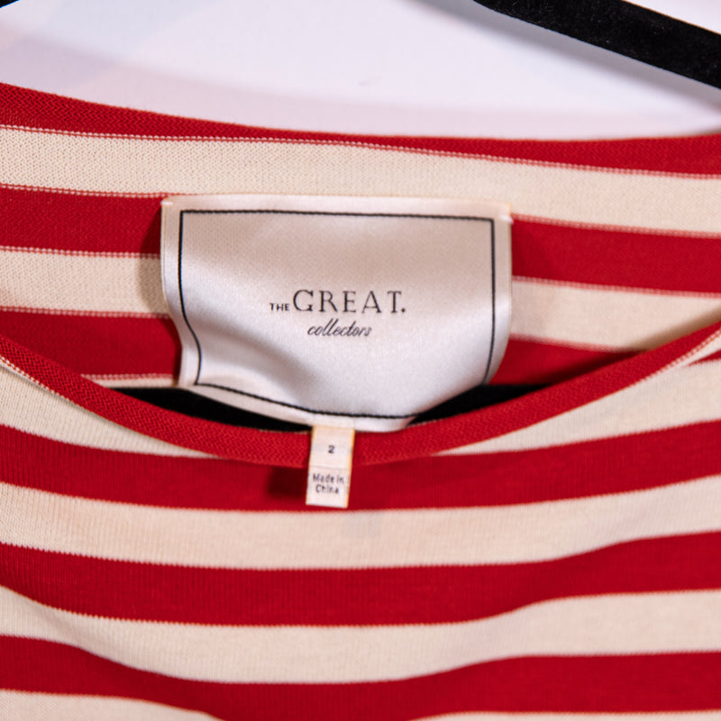 The Great Collectors The Sailor Boatneck Cotton Long Sleeve Maple Stripe Sweater