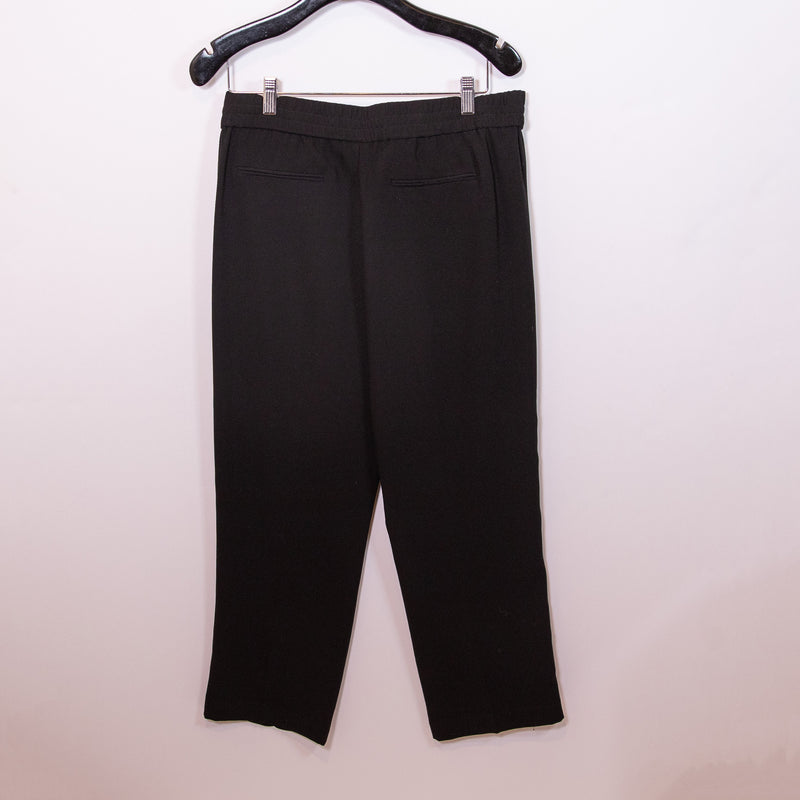 Tory Burch Addison Crepe Pull On Stretch Waist Cropped Ankle Pants Black 8