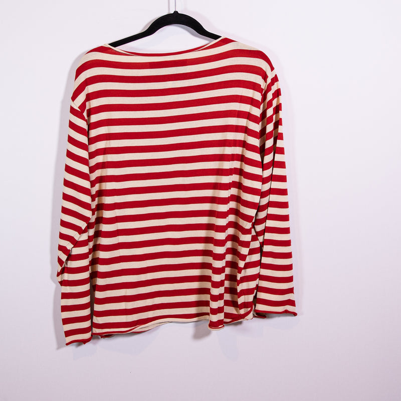 The Great Collectors The Sailor Boatneck Cotton Long Sleeve Maple Stripe Sweater