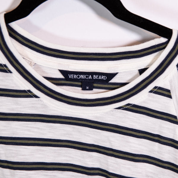 Veronica Beard Mason Baseball Crew Neck Cotton Long Sleeve Striped Tee Shirt M
