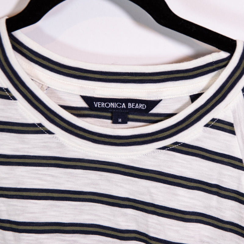 Veronica Beard Mason Baseball Crew Neck Cotton Long Sleeve Striped Tee Shirt M
