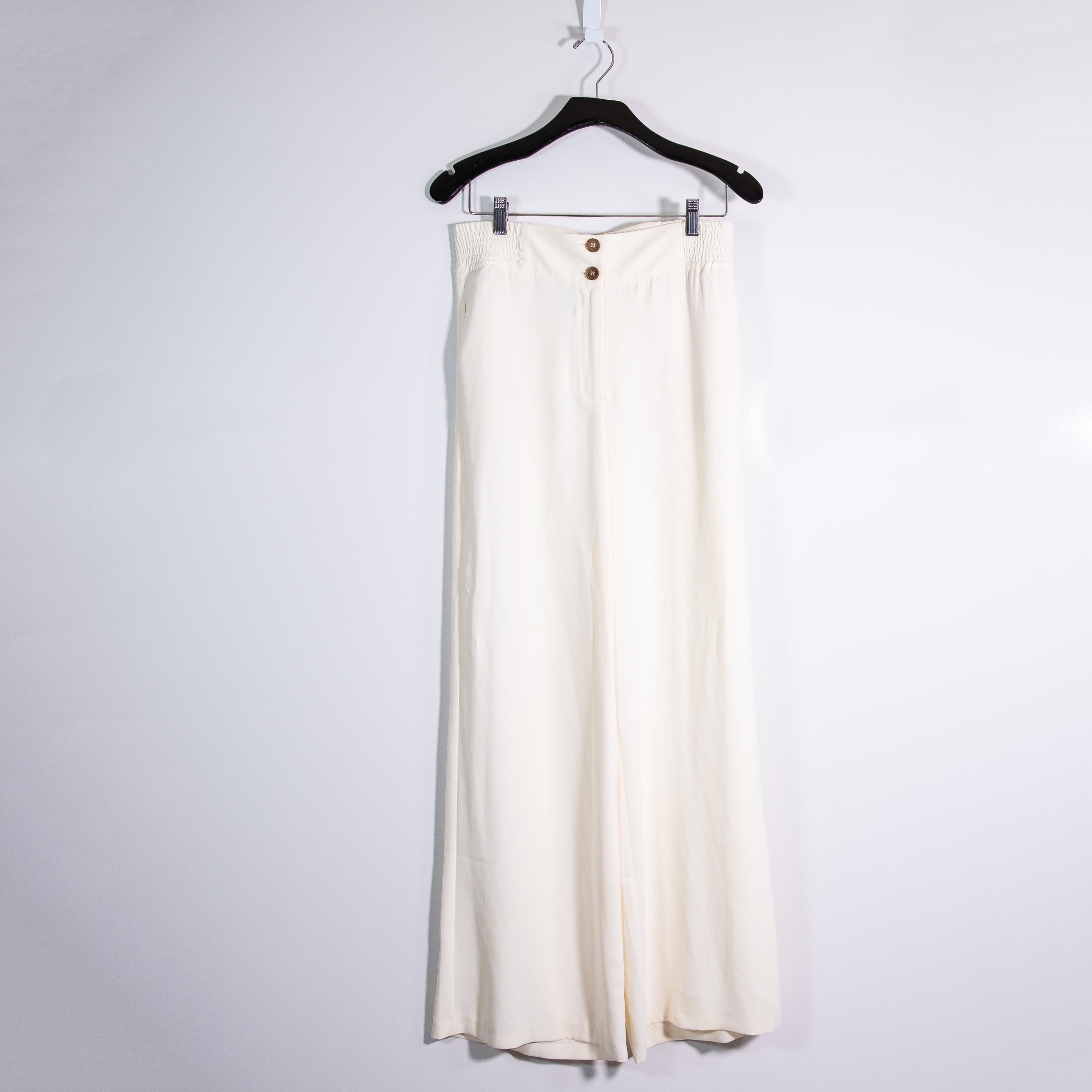 Karen Millen Women's Mid Rise Straight Leg Chiffon Trouser Pants White Ivory 4