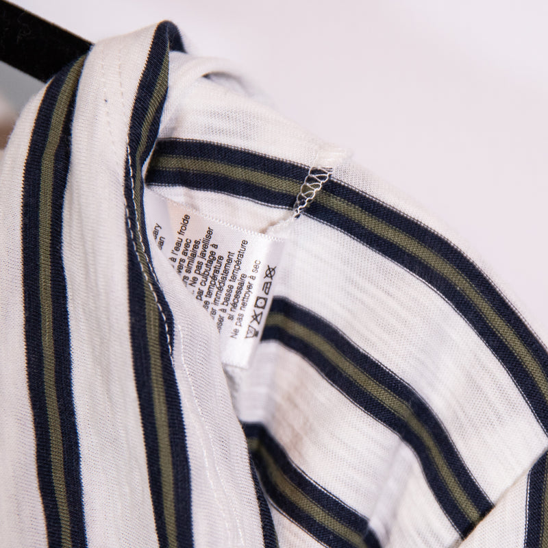 Veronica Beard Mason Baseball Crew Neck Cotton Long Sleeve Striped Tee Shirt M