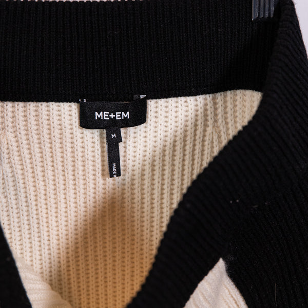 Me And Em Merino Wool Cashmere Knit Cream Black Contrast Panel A Line Skirt M