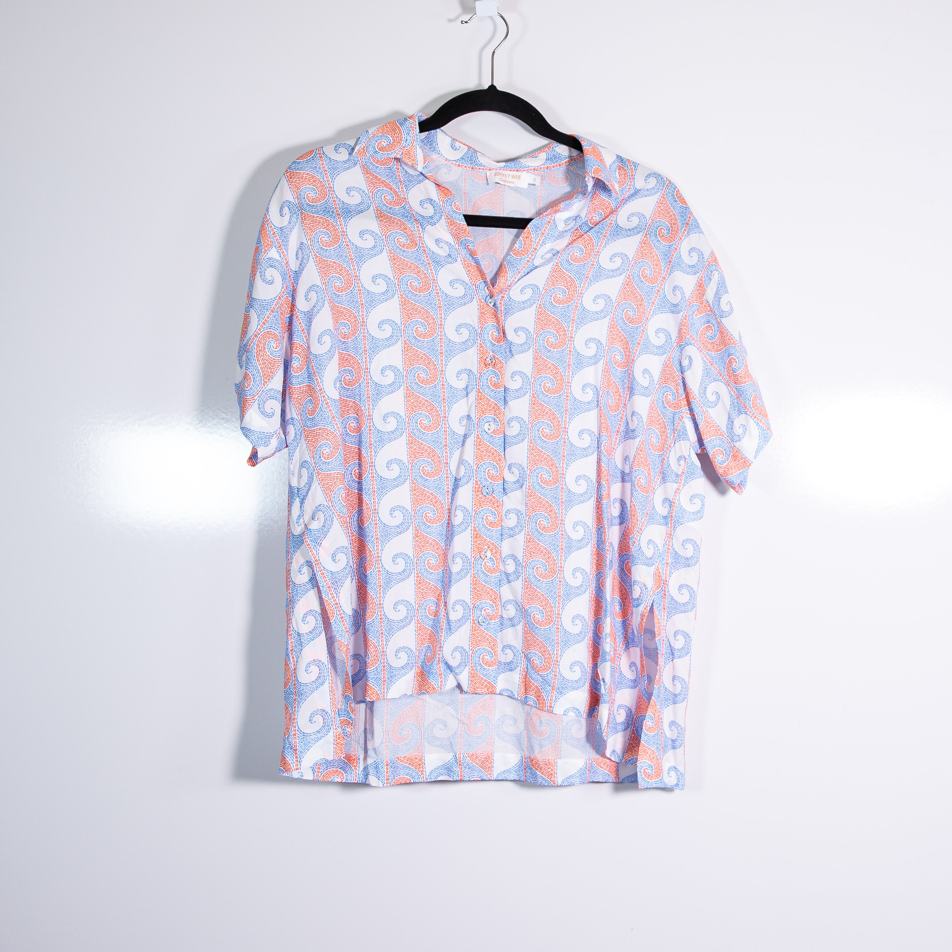 Johnny Was x Paolita Camp Collared Button Down Lightweight Circes Wave Shirt Top