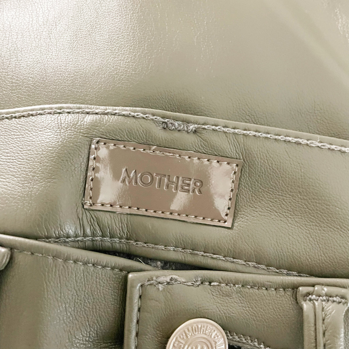 Mother The Insider Flood Faux Vegan Leather Cropped Bootcut Pant Wax On, Wax Off