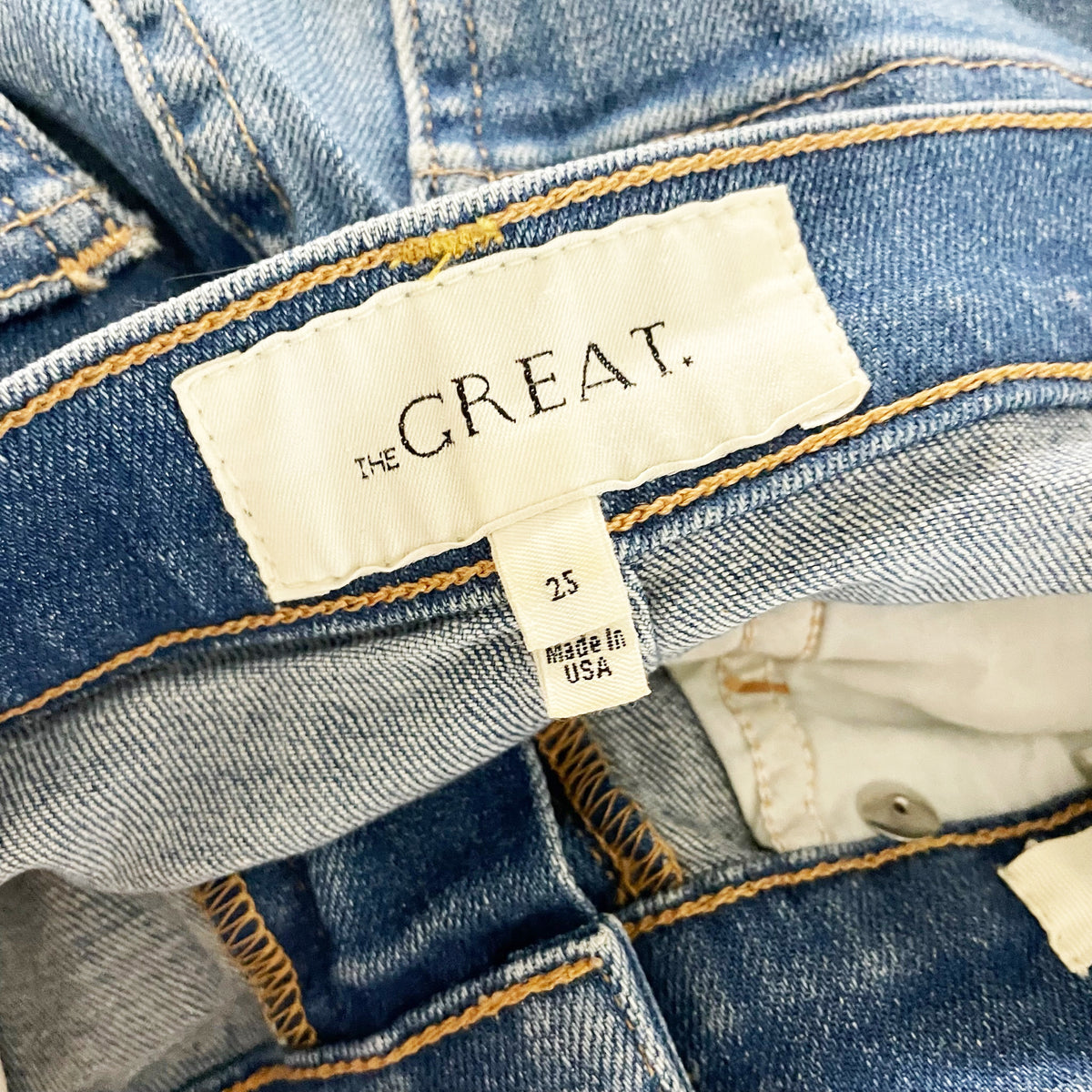 The Great. The Nerd Cotton Stretch Ankle Crop Flare Denim Jeans Scout Wash 25