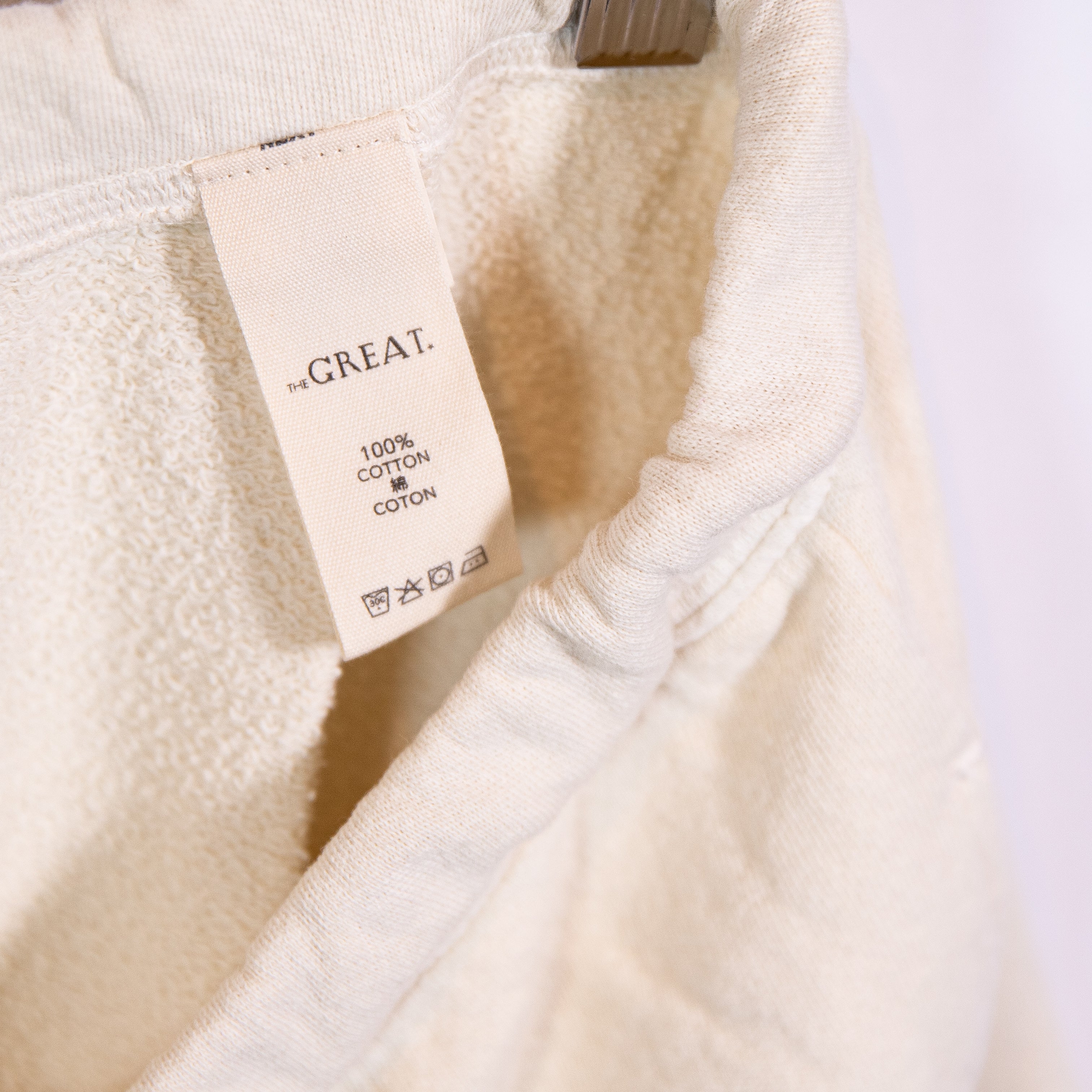 The Great The Patch Pocket Cotton Terry Lined Pull On Raw Edge Hem Sweat Shorts