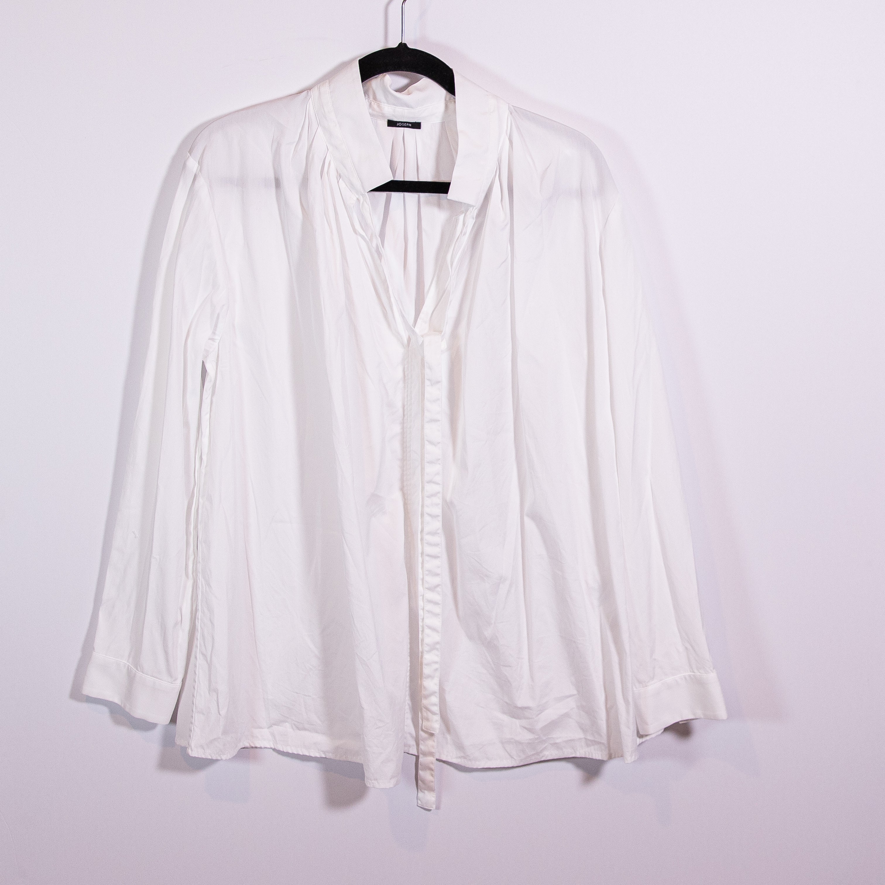 Joseph Orton Cotton Poplin Long Sleeve Bow Tie Neck Detail Blouse Shirt Top M