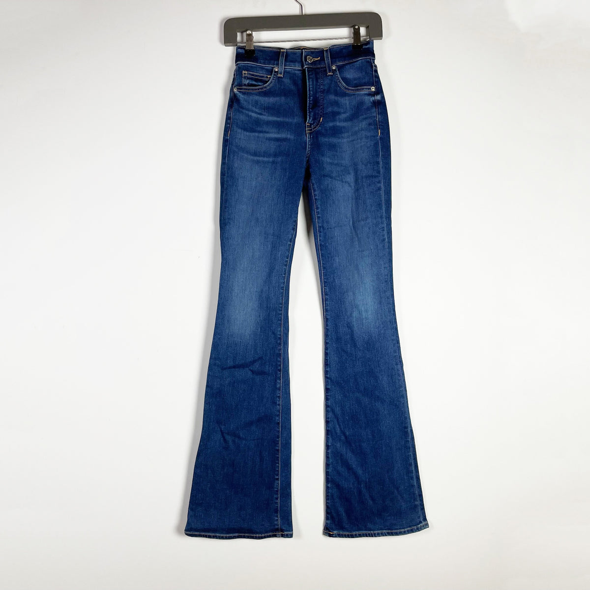 Veronica Beard Beverly Skinny Flare High Rise Cotton Stretch Bright Blue Jeans