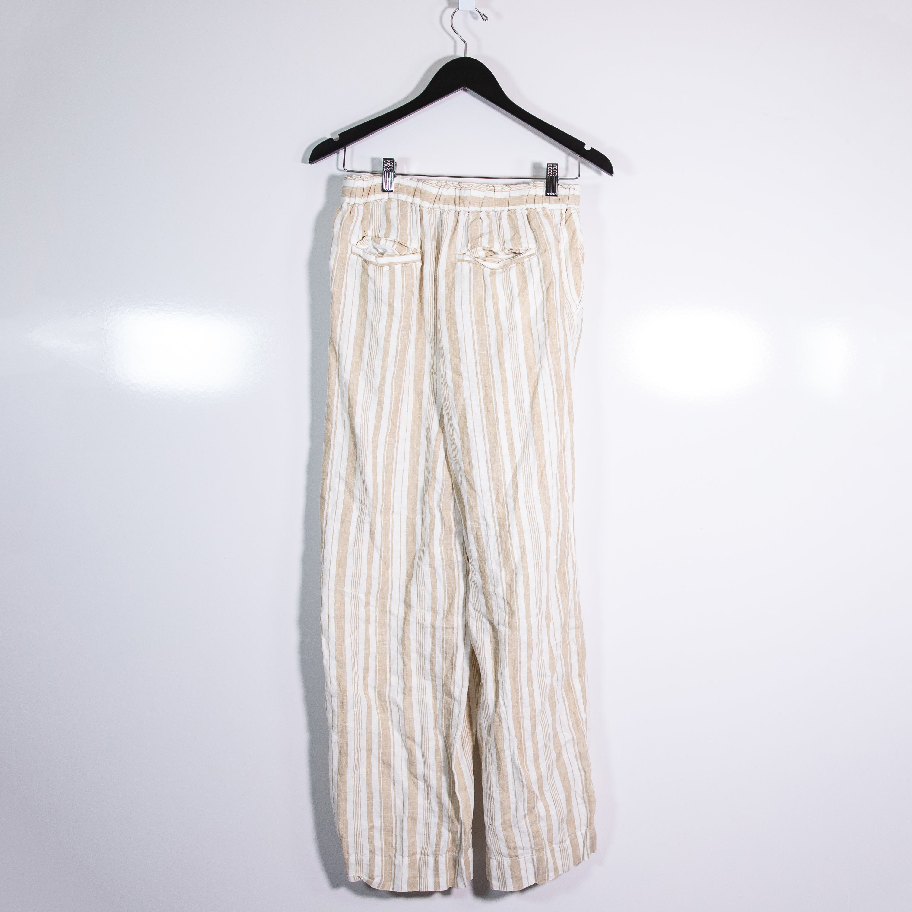 Faherty Monterey Linen Pants In Natural Bombay Stripe Print Straight Leg Trouser