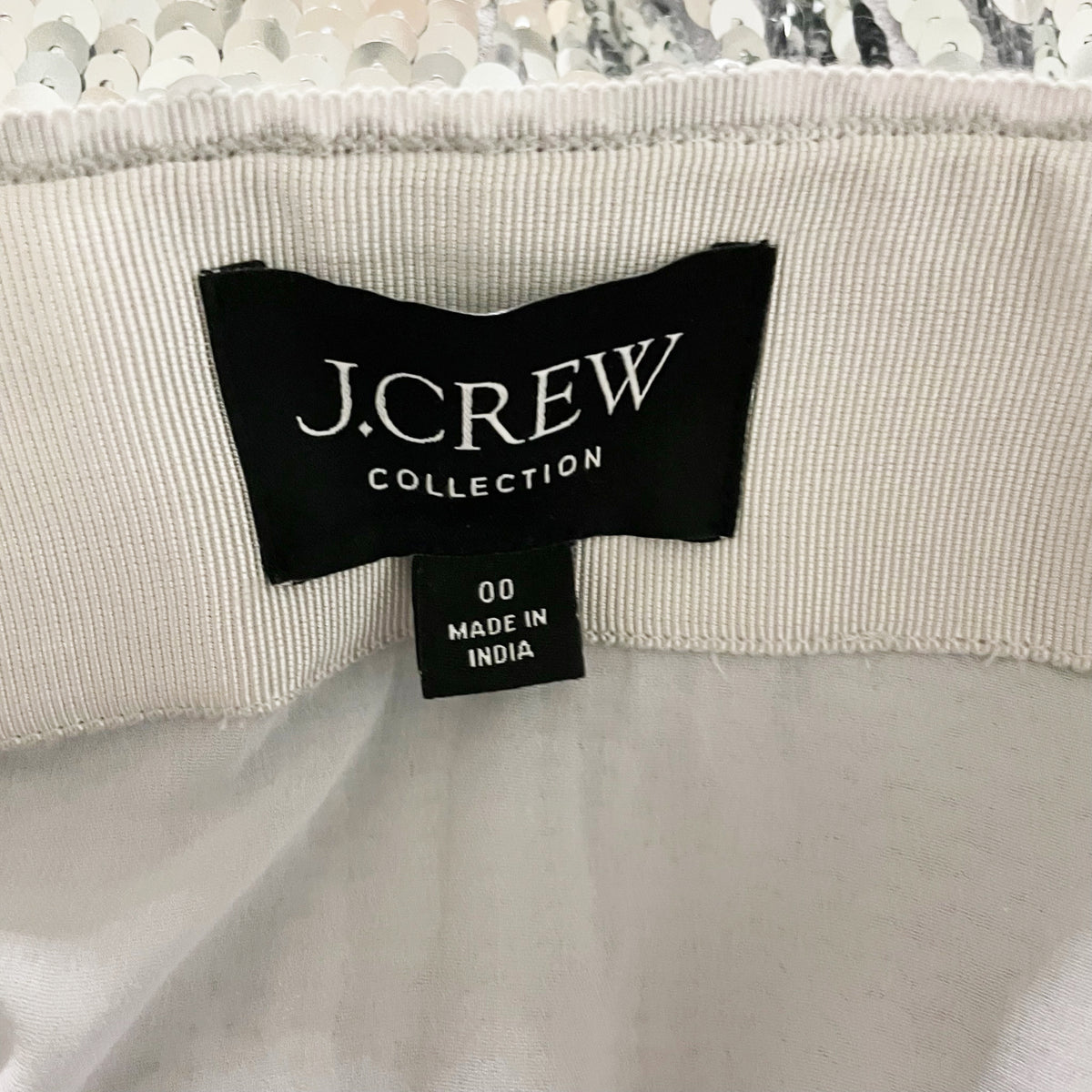 J. Crew Collection Stacy Silver Sequin Sparkle Embellished Midi Slip Skirt 00