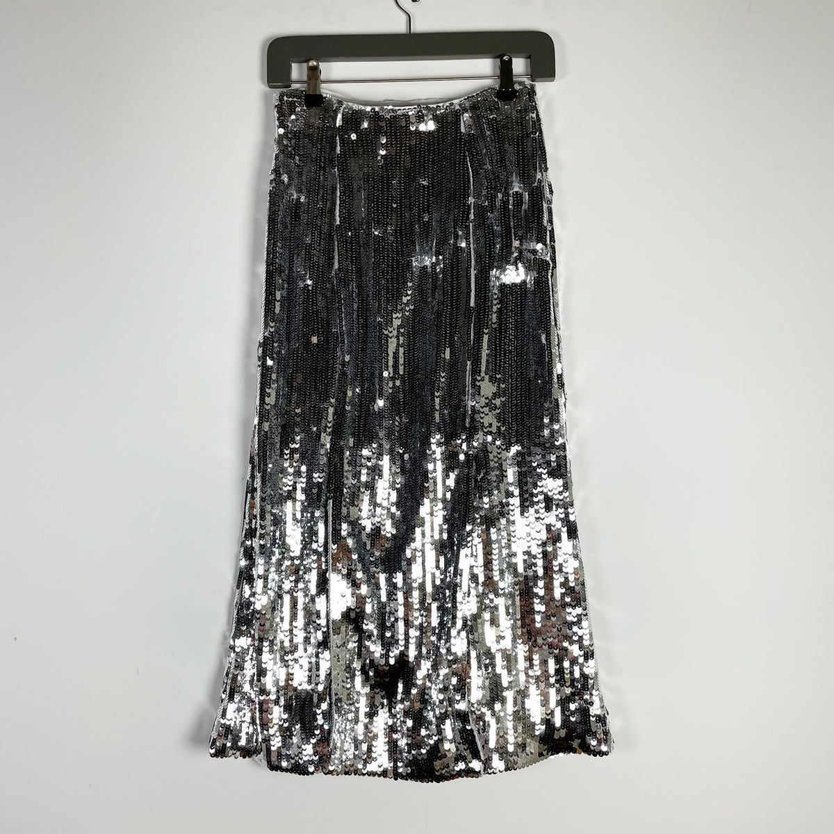 J. Crew Collection Stacy Silver Sequin Sparkle Embellished Midi Slip Skirt 00