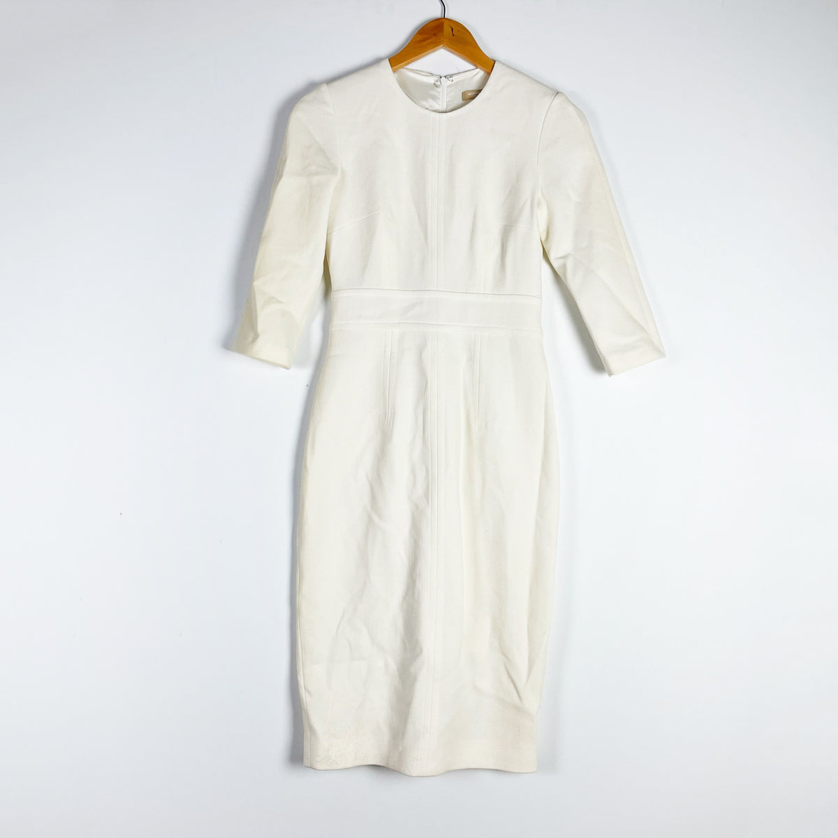 Michael Kors Collection Made In Italy Wool Crepe Quarter Sleeve Sheath Dress 0