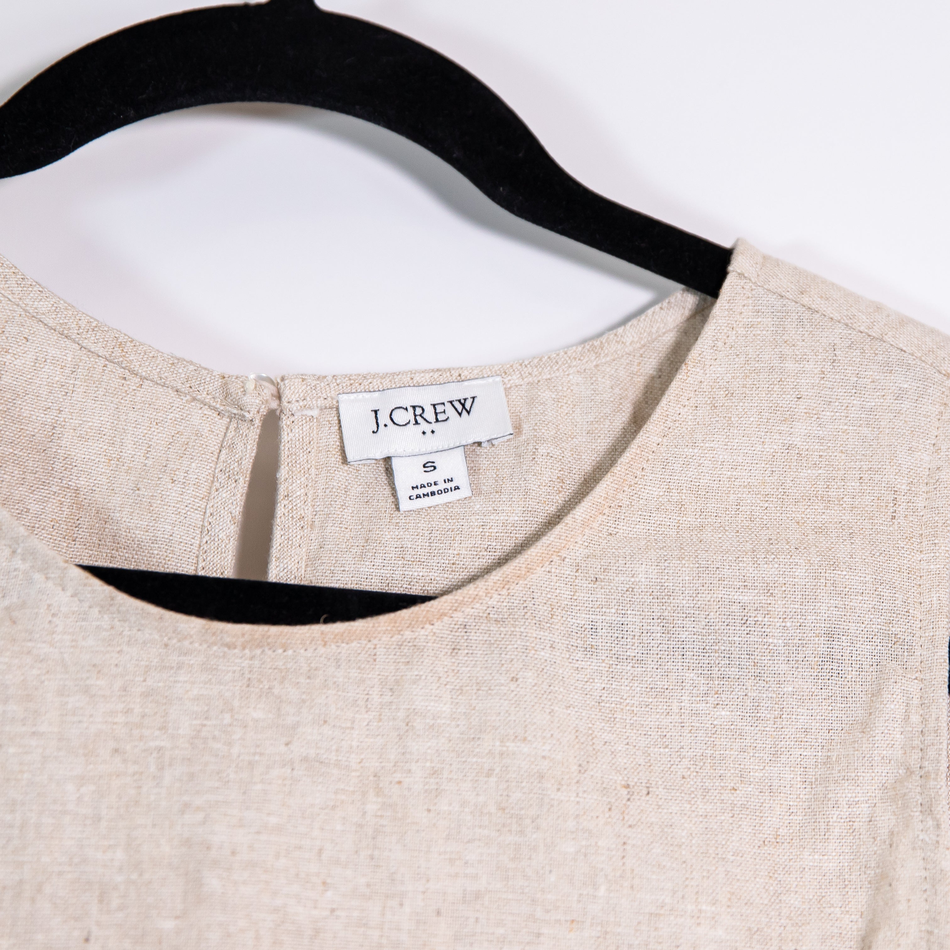 J. Crew Straw Raffia Ruffle Trim Linen Blend Sleeveless Shell Tank Top Yarn Flax