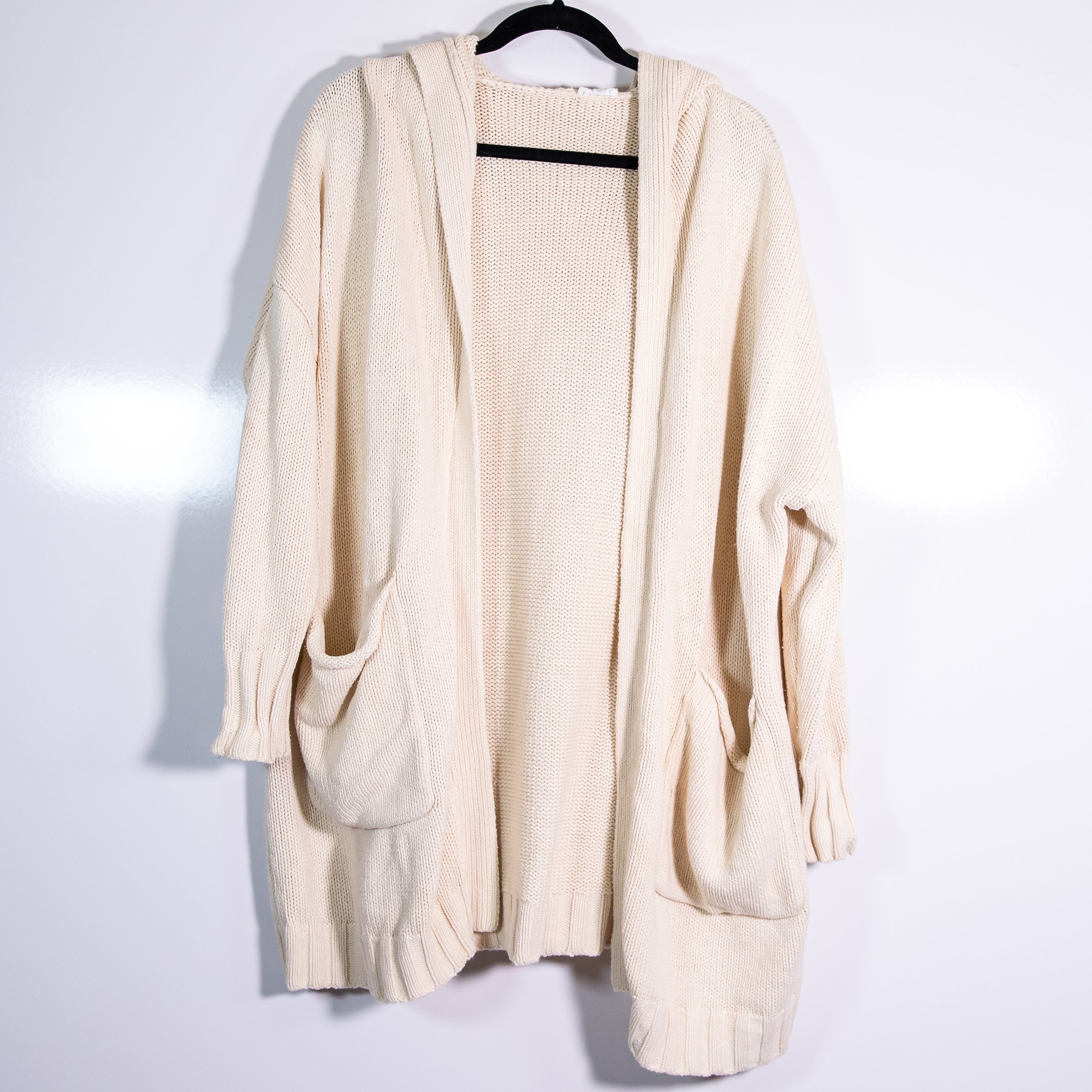 Splendid x @CellaJaneBlog Cotton Knit Stretch Hooded Open Front Cardigan Sweater