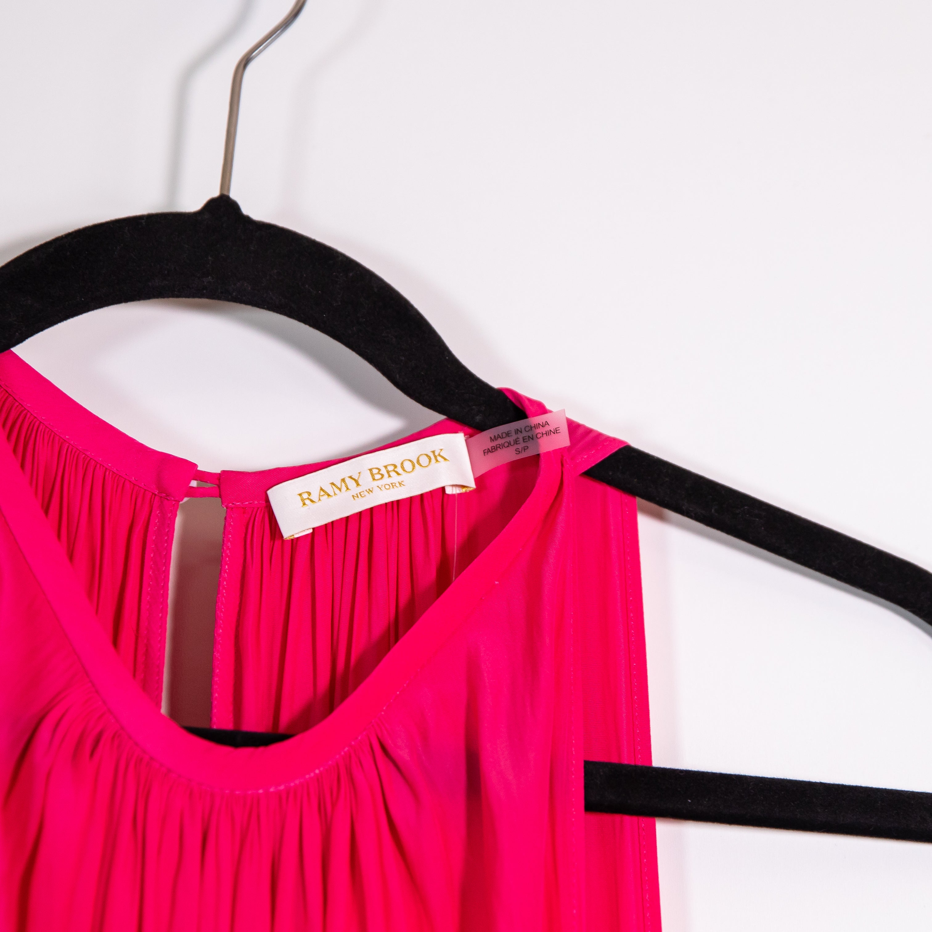 NEW Ramy Brook Audrey Smocked Shirred Sleeveless Midi Dress Paradise Pink Small