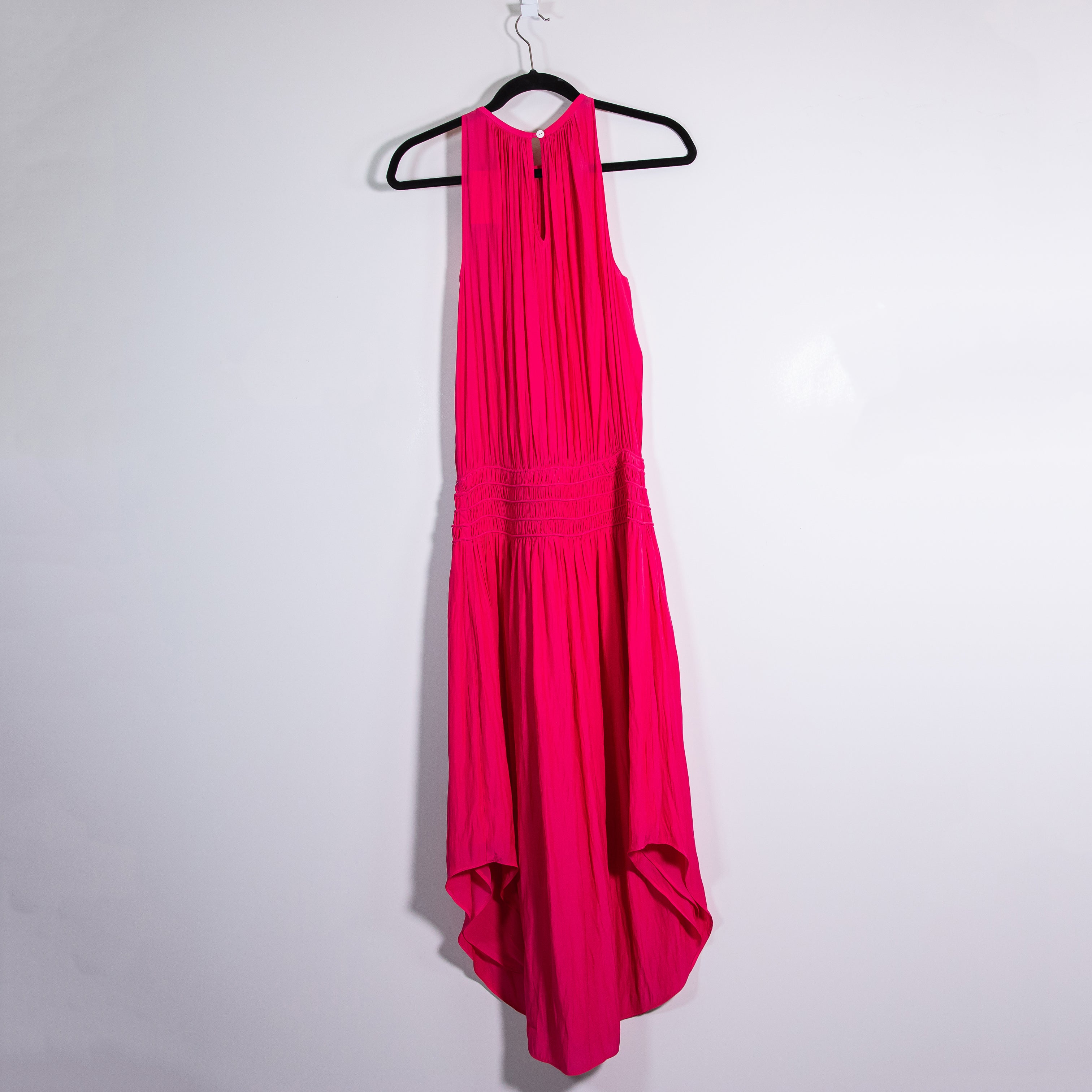 NEW Ramy Brook Audrey Smocked Shirred Sleeveless Midi Dress Paradise Pink Small