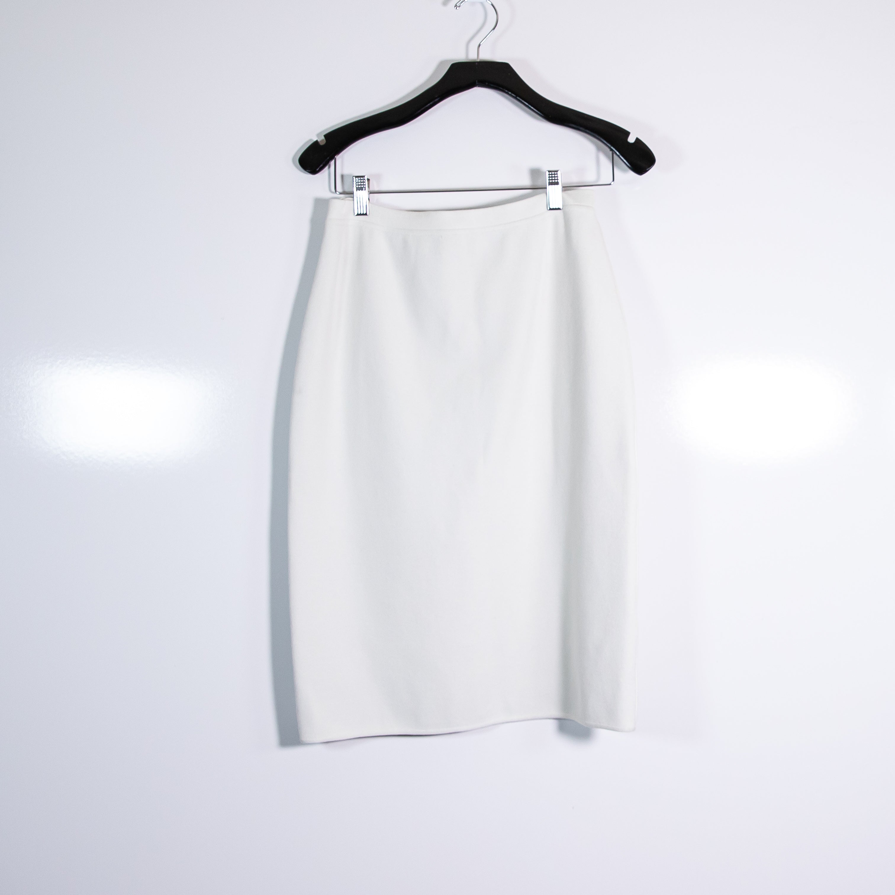 NEW Giorgio Armani Knit Stretch Pull On Straight Pencil Sweater Skirt Ivory 46/L