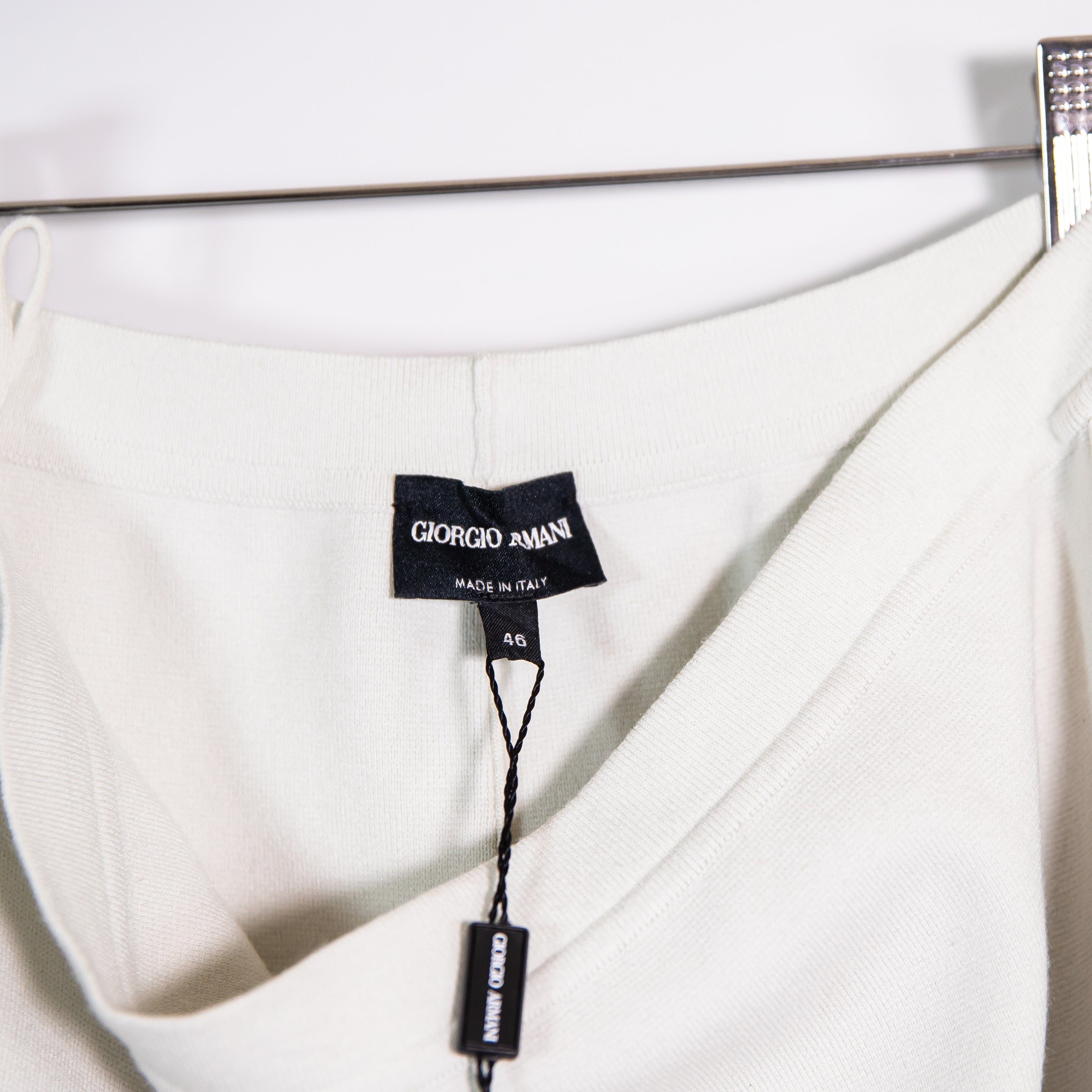 NEW Giorgio Armani Knit Stretch Pull On Straight Pencil Sweater Skirt Ivory 46/L