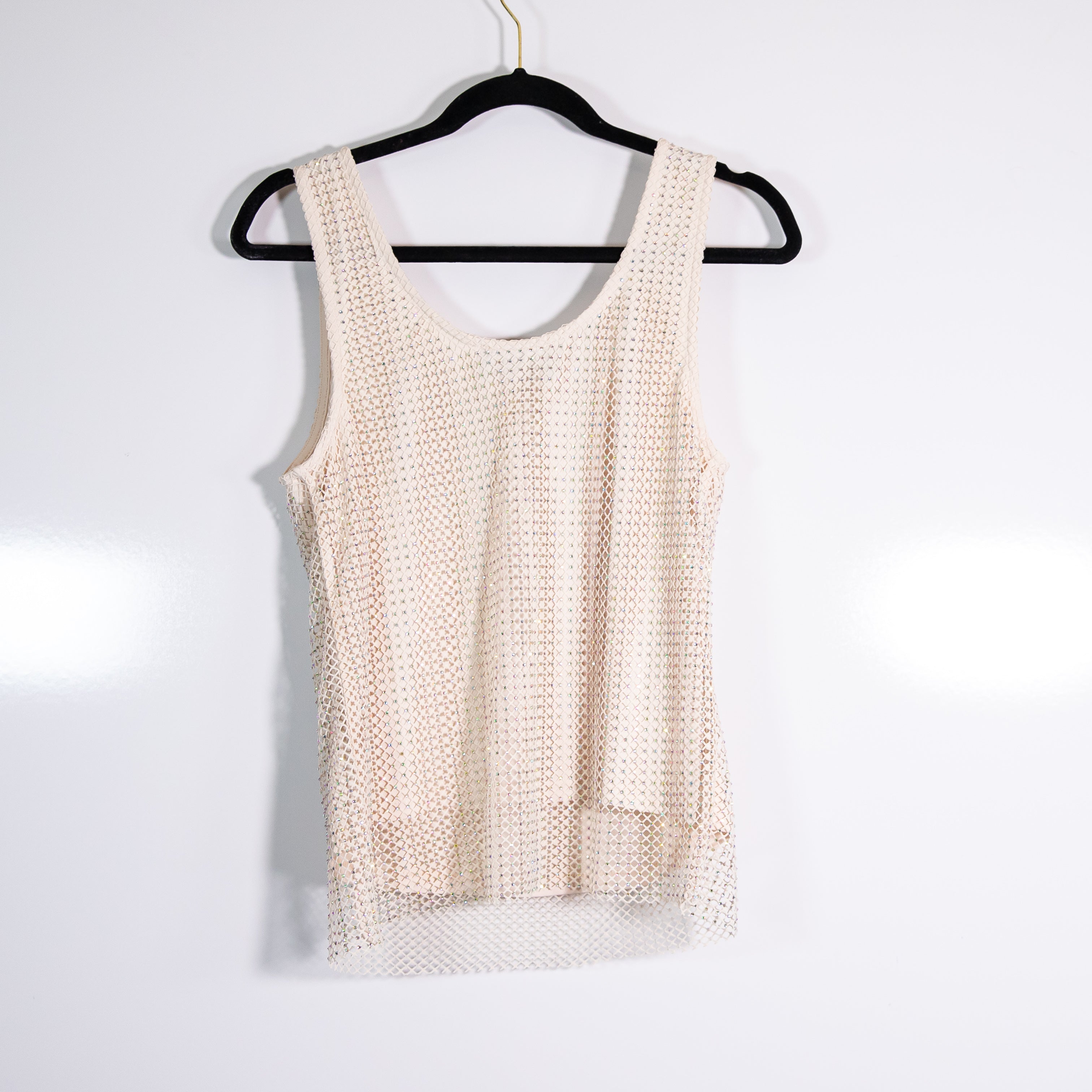 NEW Sunday In Brooklyn Anthropologie Crystal Jewel Rhinestone Mesh Tank Top S