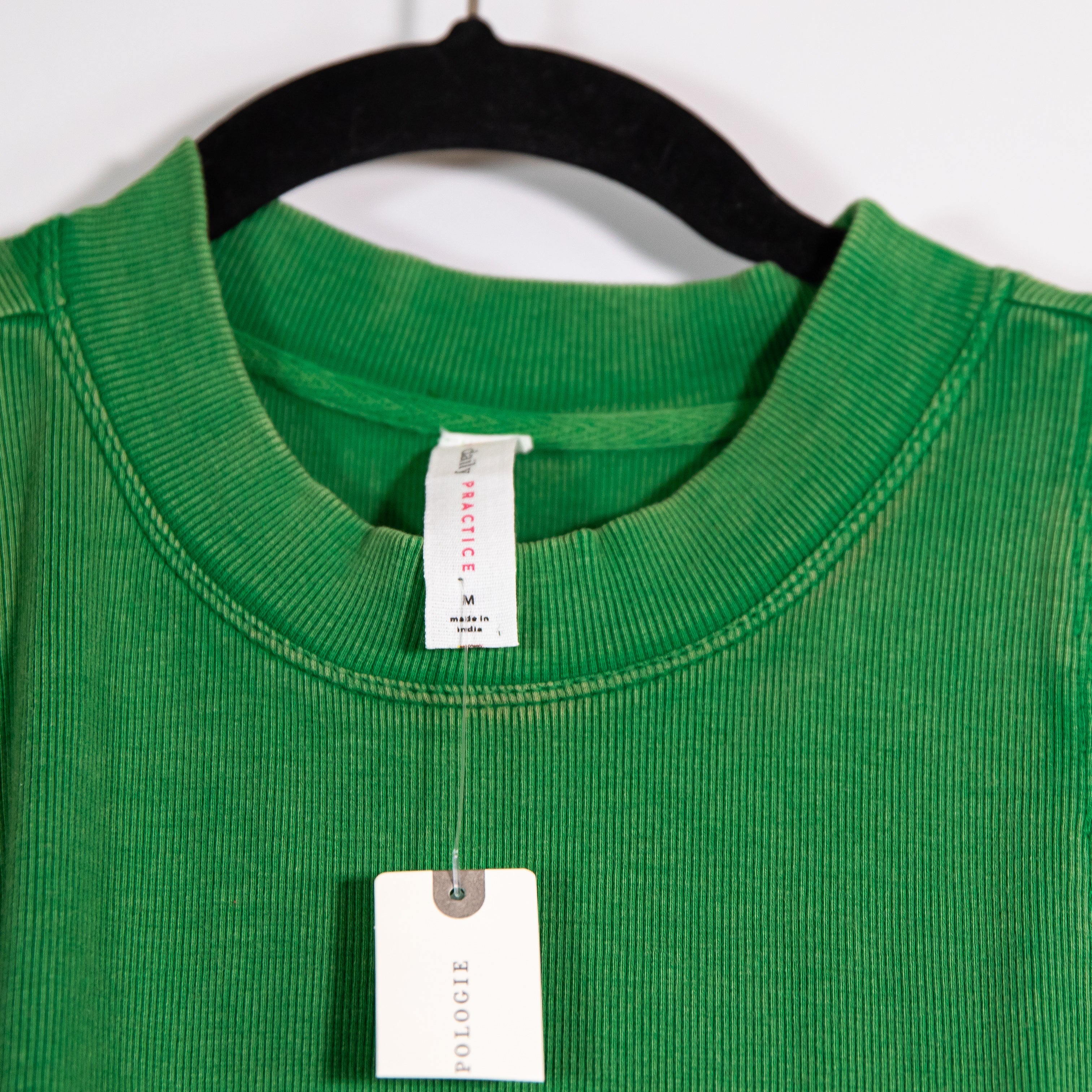 NEW Anthropologie Daily Practice Cotton Sweater Knit Stretch Pleated Dress Kelly