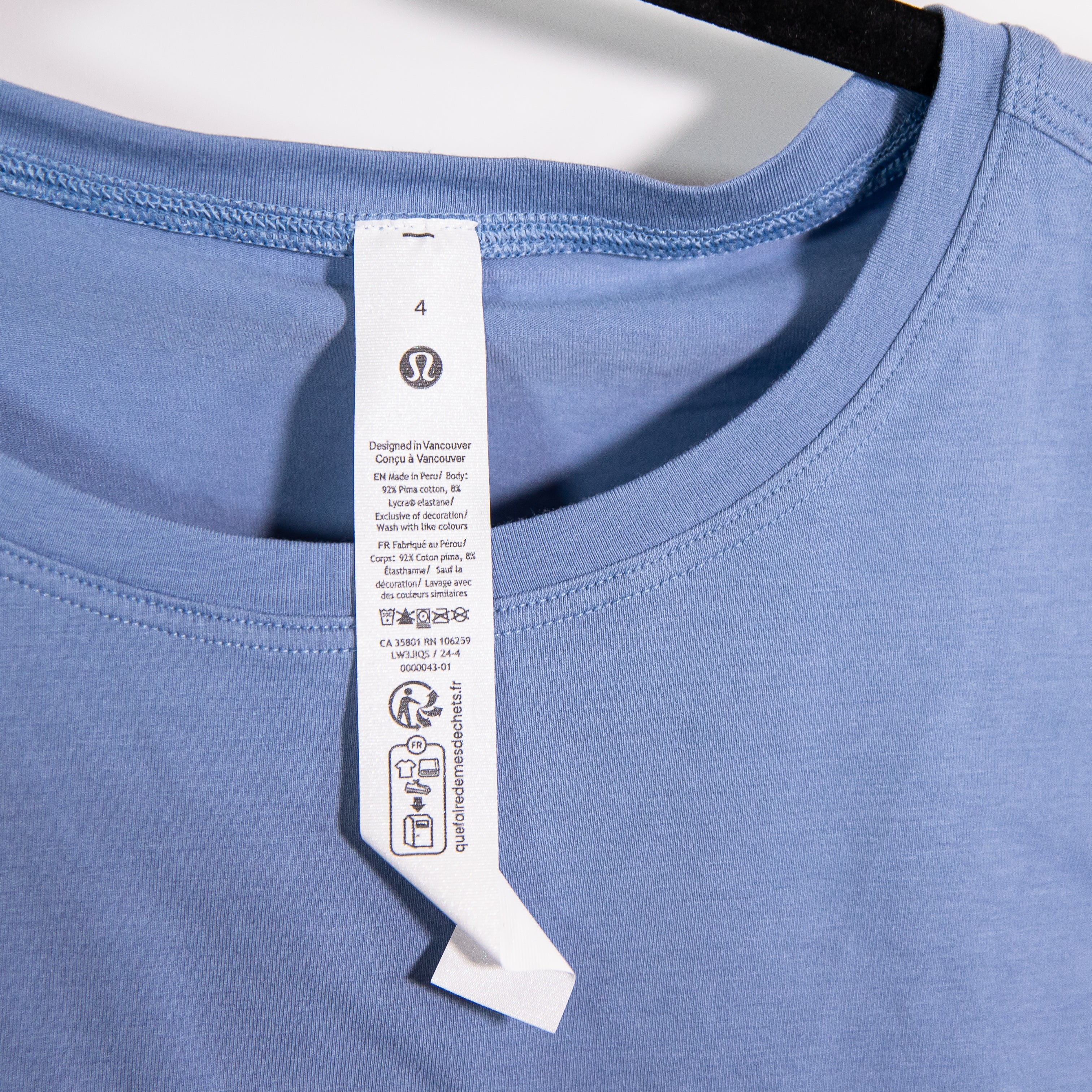 NEW Lululemon Cates Tee Shirt Top Cotton Short Sleeve Crew Neck Blue Willow 4