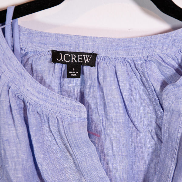 NEW J. Crew Cabana Lightweight Linen V Neck Belted Maxi Dress French Blue Small