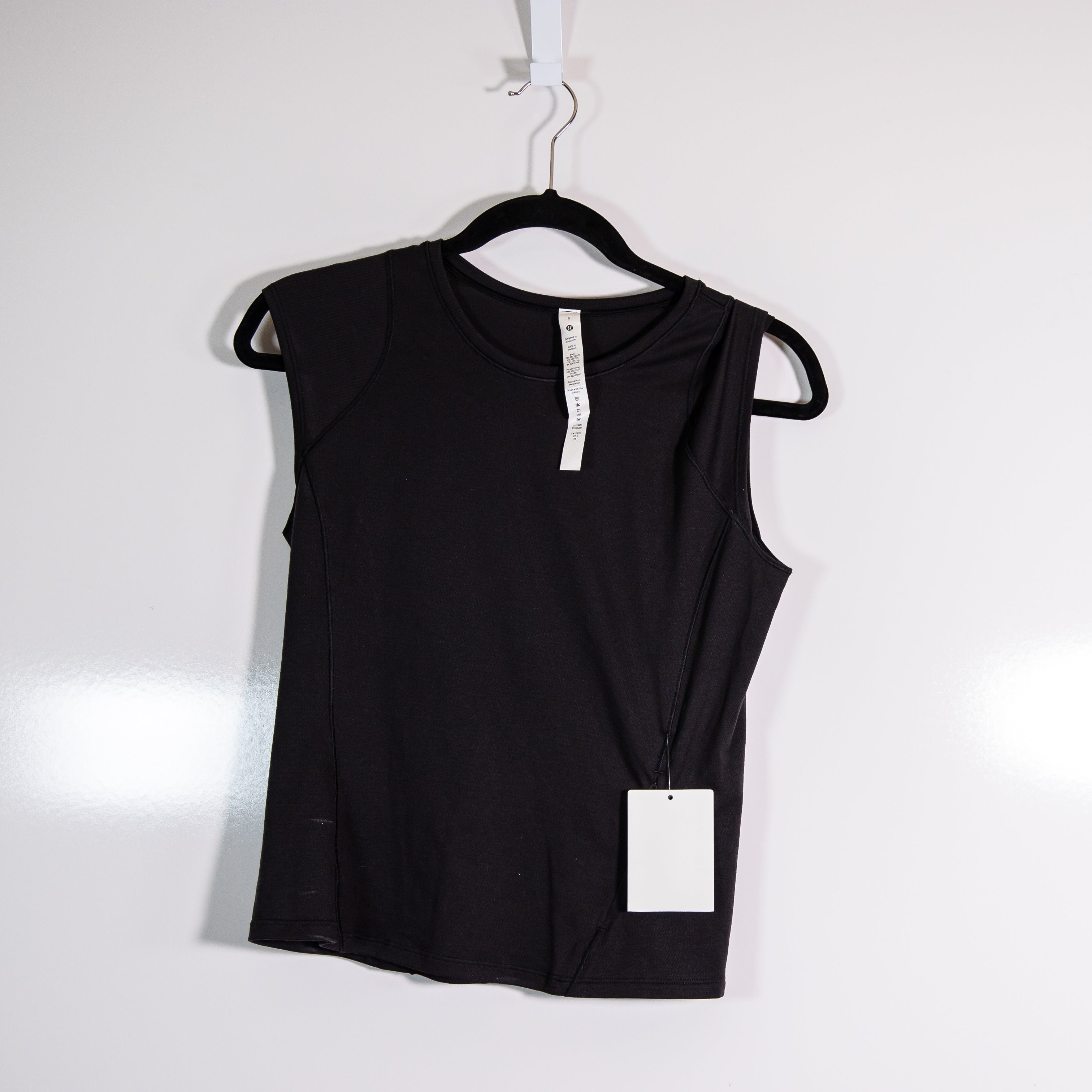 NEW Lululemon Women's Cap Short Sleeve Hiking Tank Top Shirt Solid Black 6