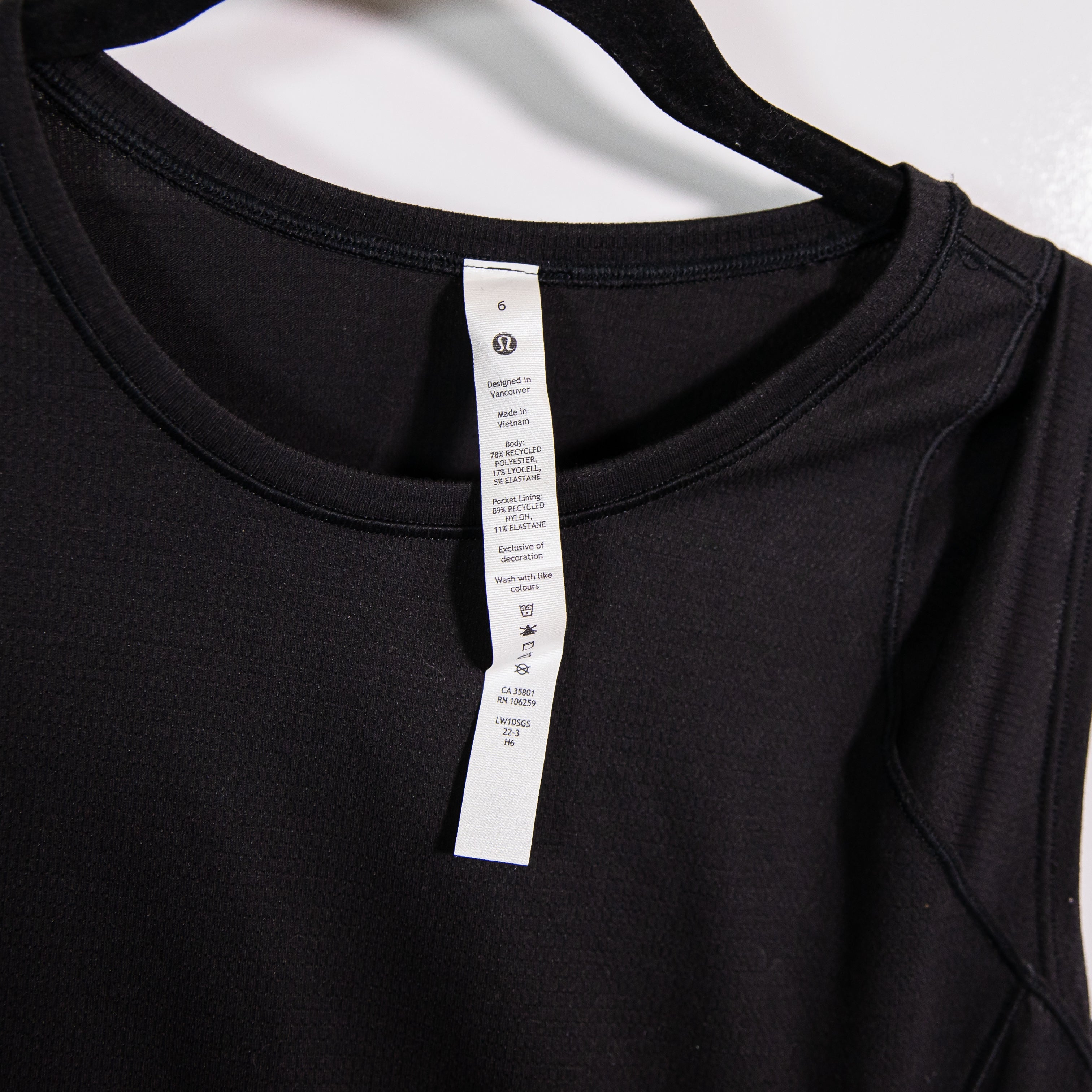 NEW Lululemon Women's Cap Short Sleeve Hiking Tank Top Shirt Solid Black 6