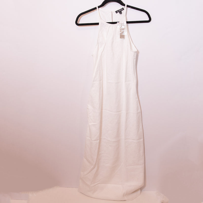 NEW J. Crew High Neck Sleeveless Lightweight Linen Pullover Midi Dress White 2