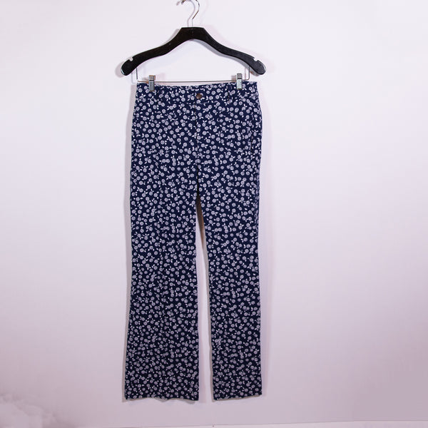 NEW J. Crew Lizzie High Rise Patch Pocket Wide Leg Cotton Linen Blue Print Pant