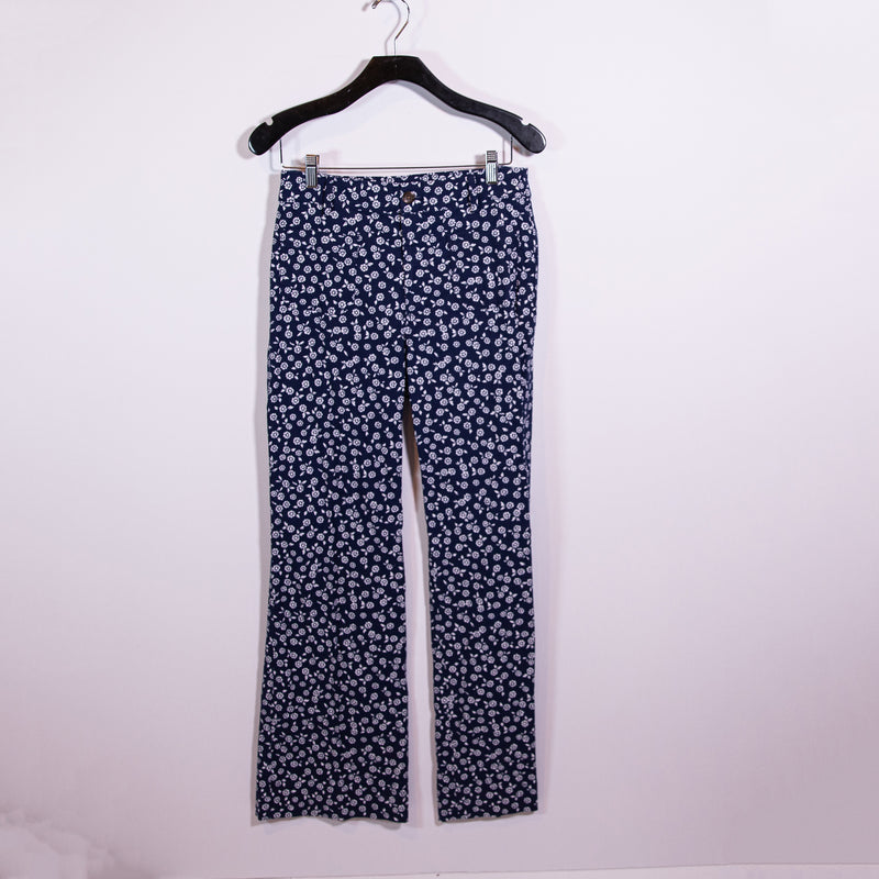 NEW J. Crew Lizzie High Rise Patch Pocket Wide Leg Cotton Linen Blue Print Pant