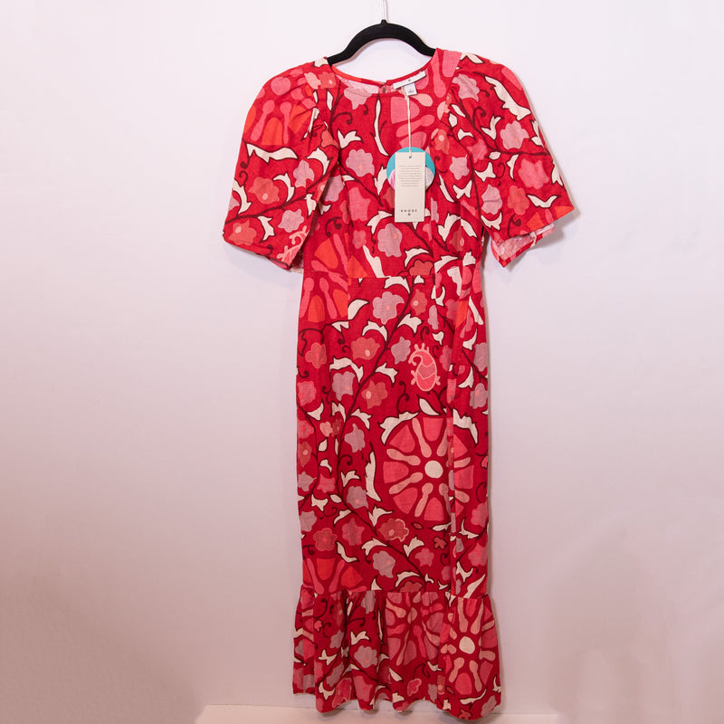 NEW Rhode x Target Linen Blend Bell Ruffle Sleeve Pullover Abstract Print Dress