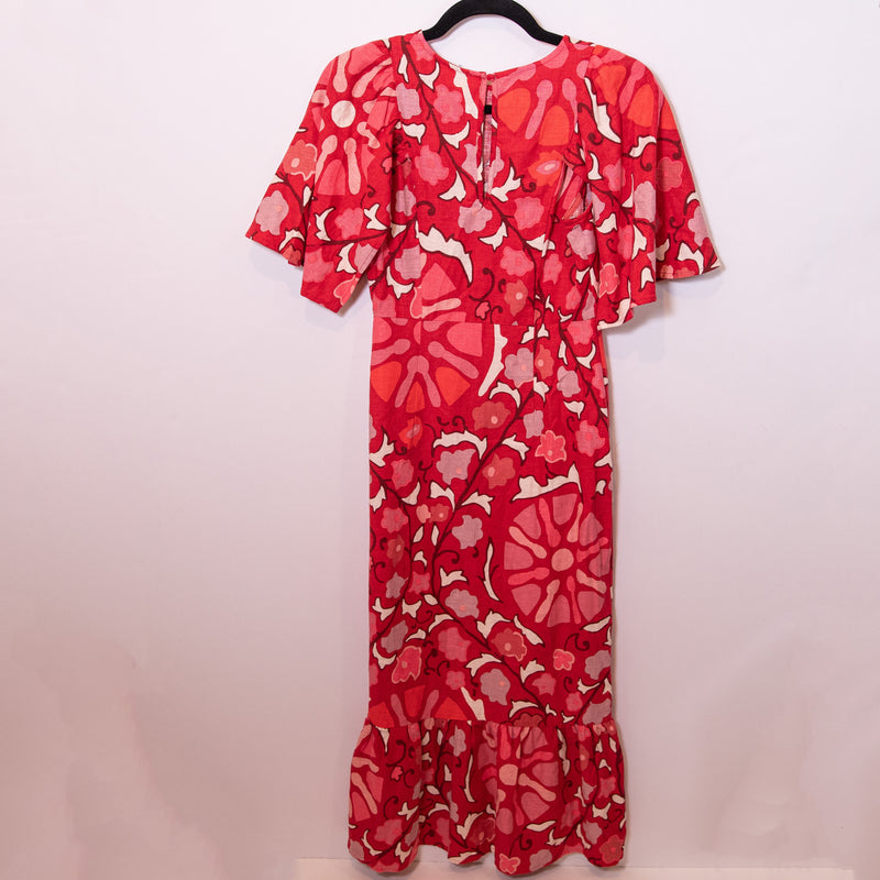 NEW Rhode x Target Linen Blend Bell Ruffle Sleeve Pullover Abstract Print Dress