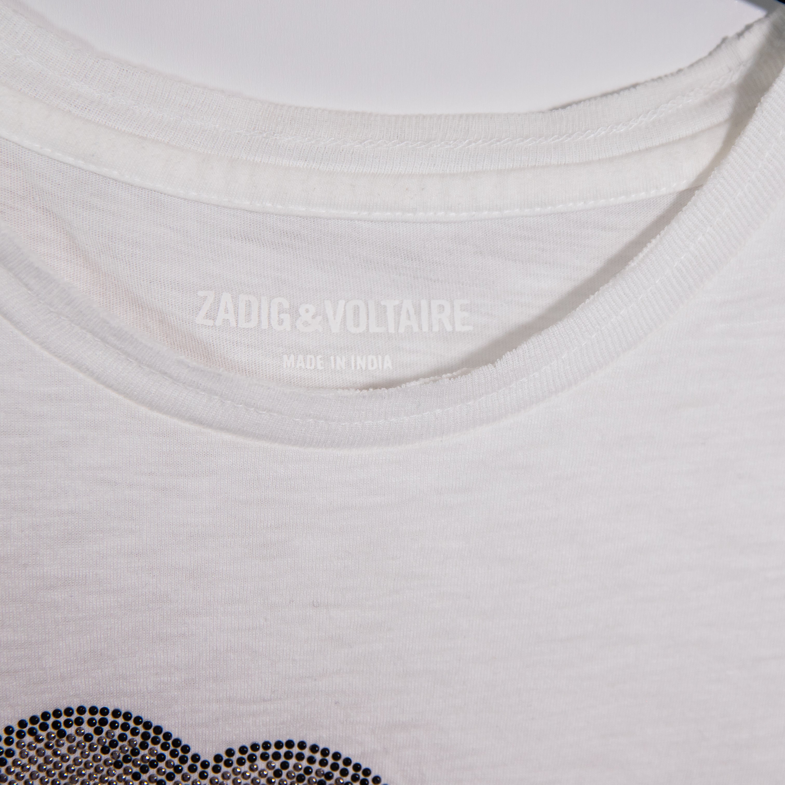 Zadig &amp; Voltaire Skinny Art Is Truth Strass Crystal Embellished Tee Shirt Top M