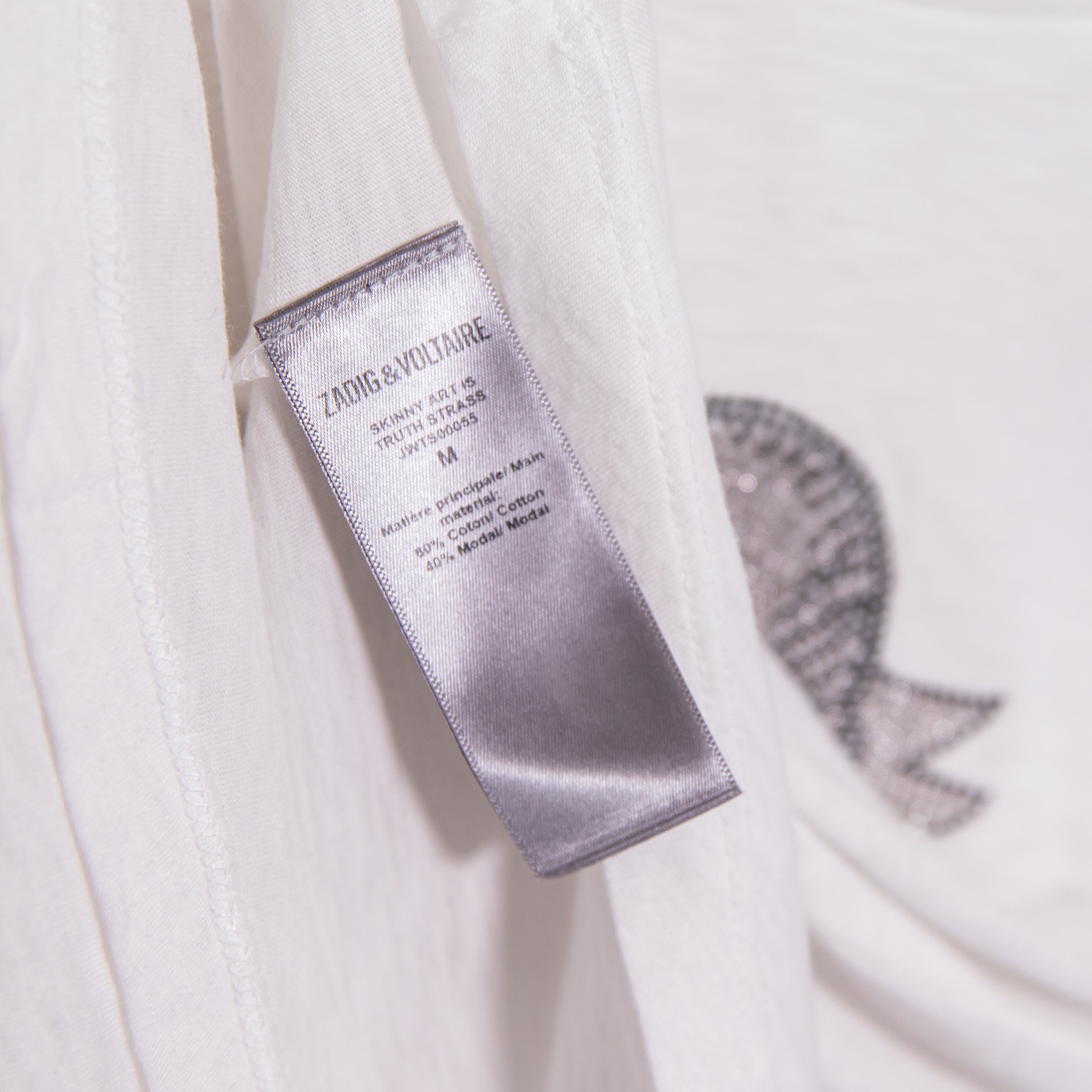 Zadig &amp; Voltaire Skinny Art Is Truth Strass Crystal Embellished Tee Shirt Top M