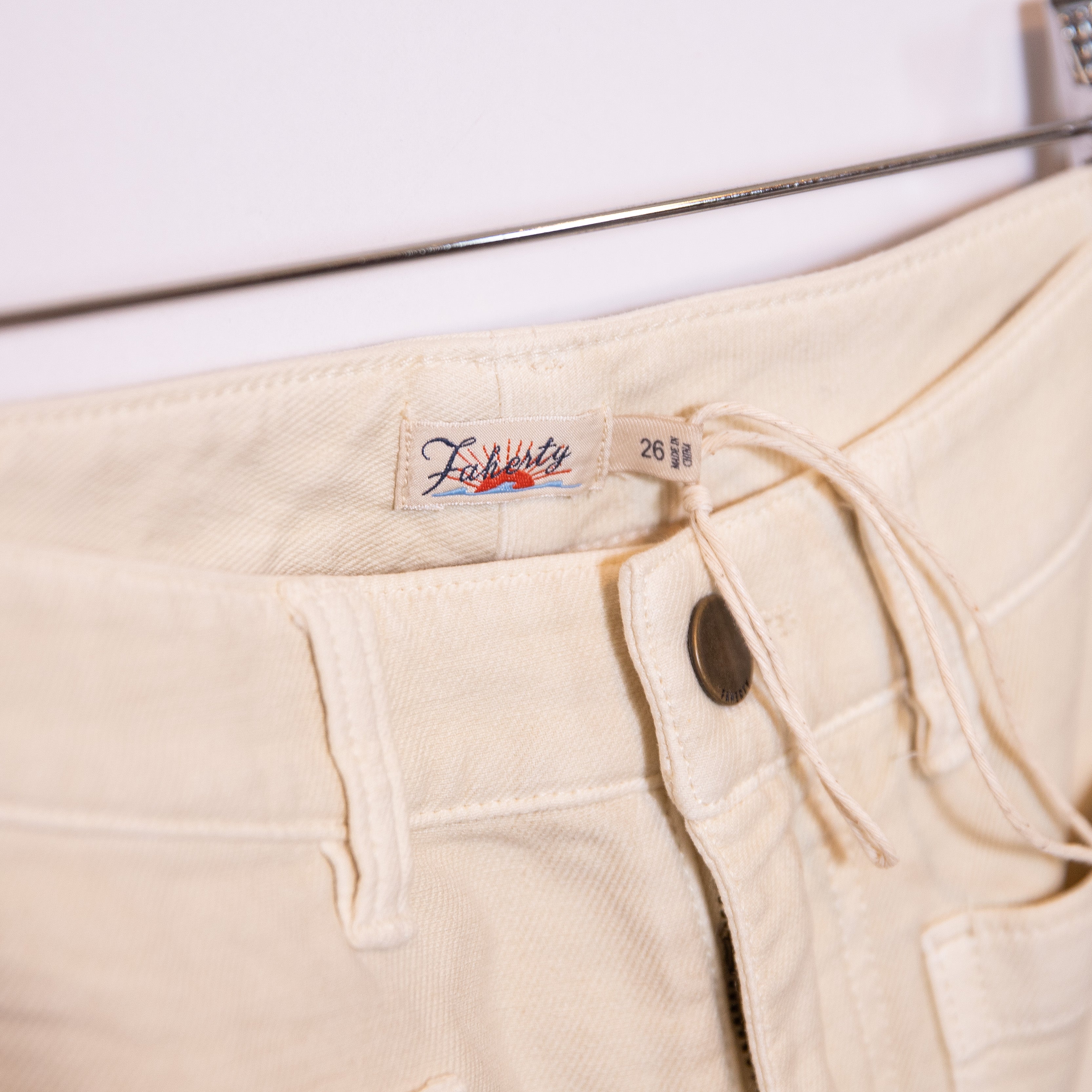 Faherty Softstretch Cord Patch Pocket High Rise Wide Leg Summer Sand Pant 26