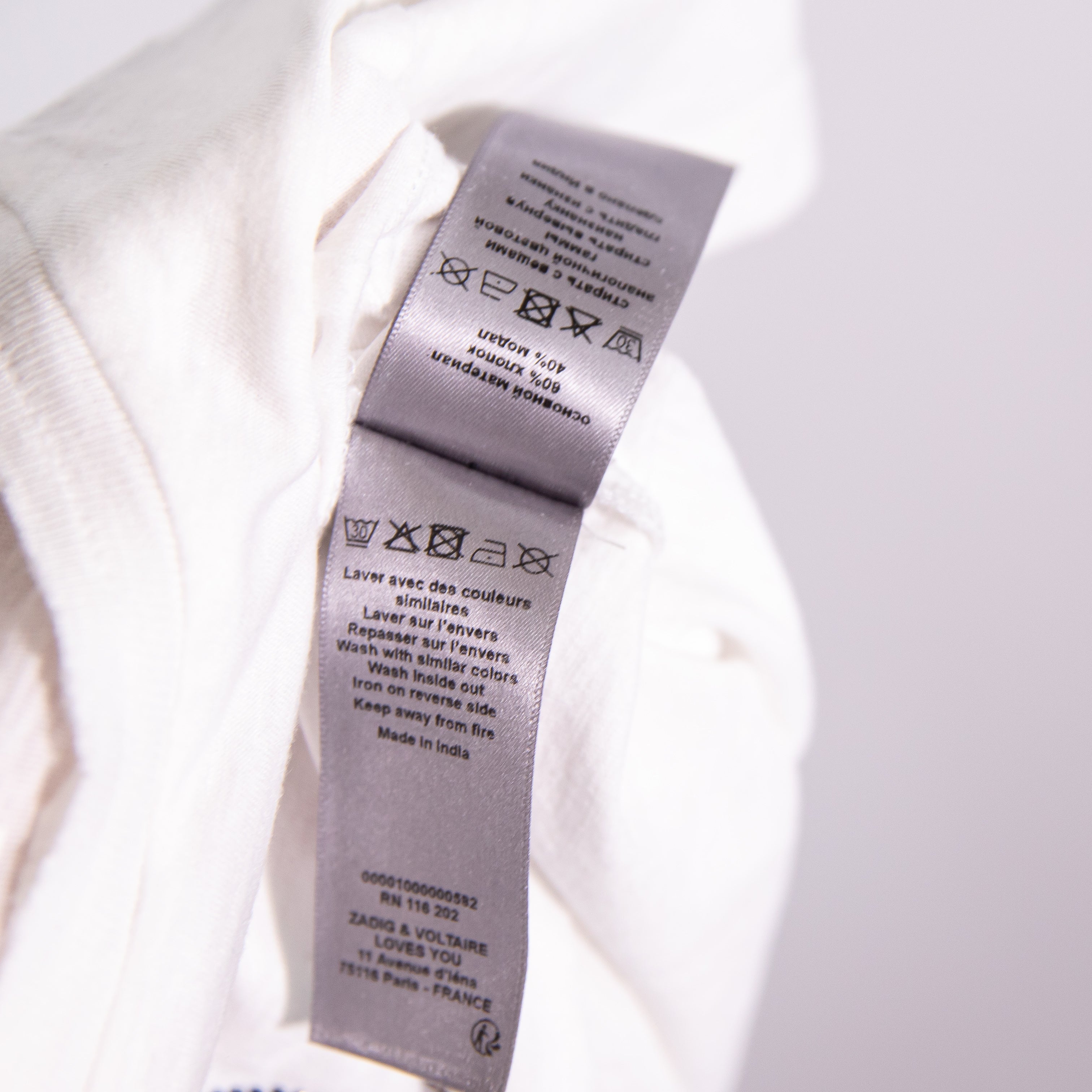 Zadig &amp; Voltaire Skinny Art Is Truth Strass Crystal Embellished Tee Shirt Top M