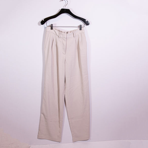 NEW Quince Women's Stretch Crepe Pleated Wide Leg Casual Trouser Pants Sand 4