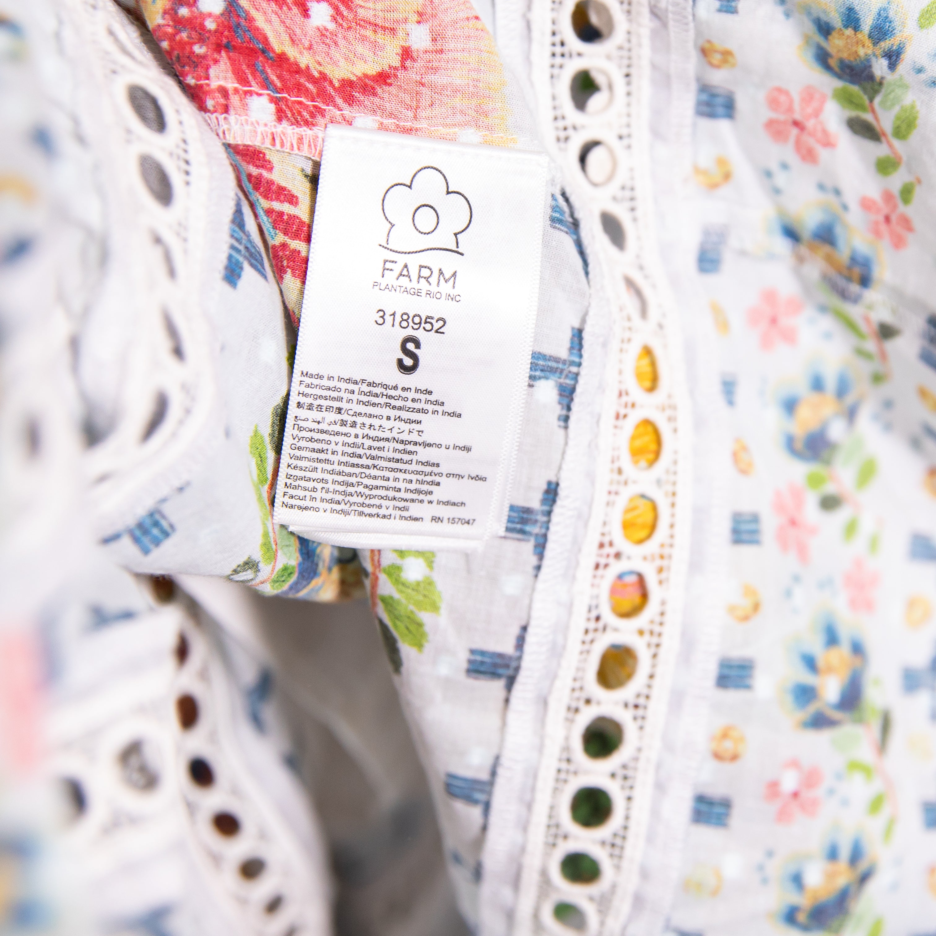 Farm Rio Off White Delicate Garden Floral Flower Button Front Midi Dress Small