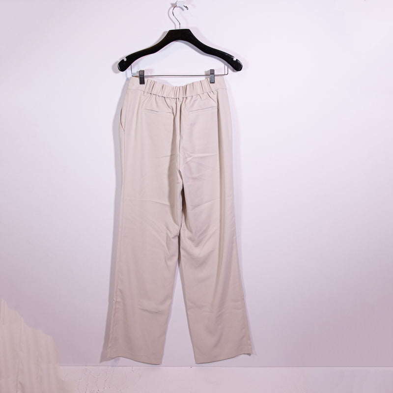 NEW Quince Women's Stretch Crepe Pleated Wide Leg Casual Trouser Pants Sand 4