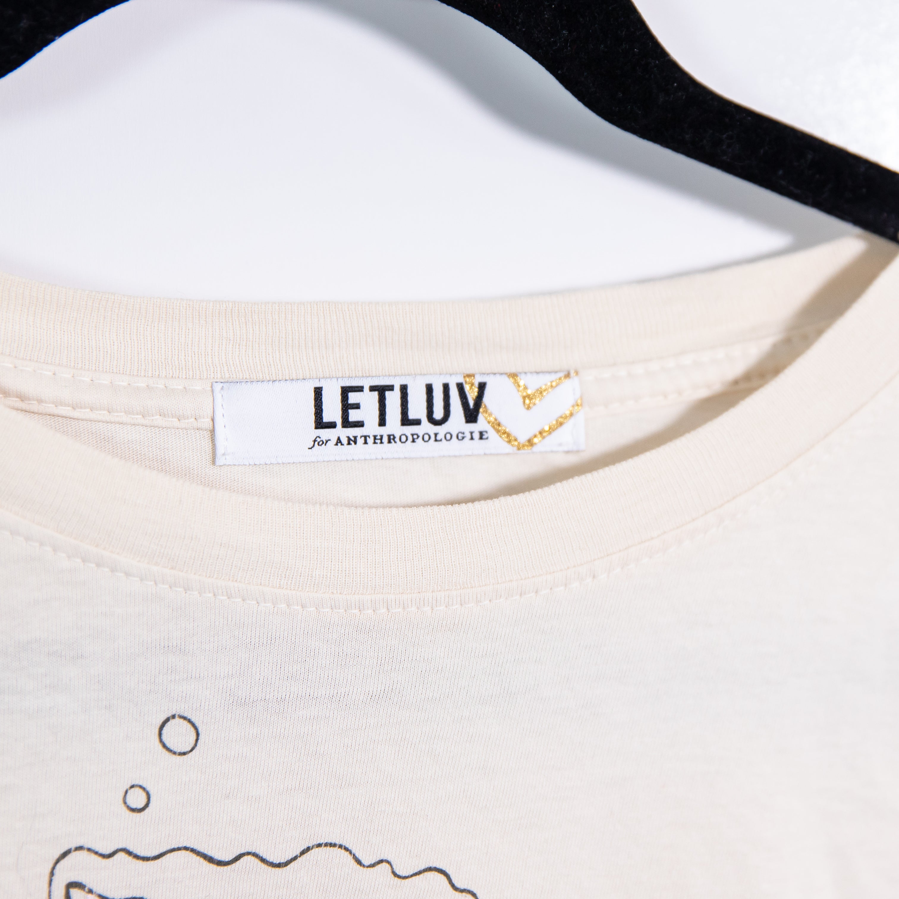 Letluv x Anthropologie Champagne Tower Graphic Print Sparkle Tee Shirt Medium